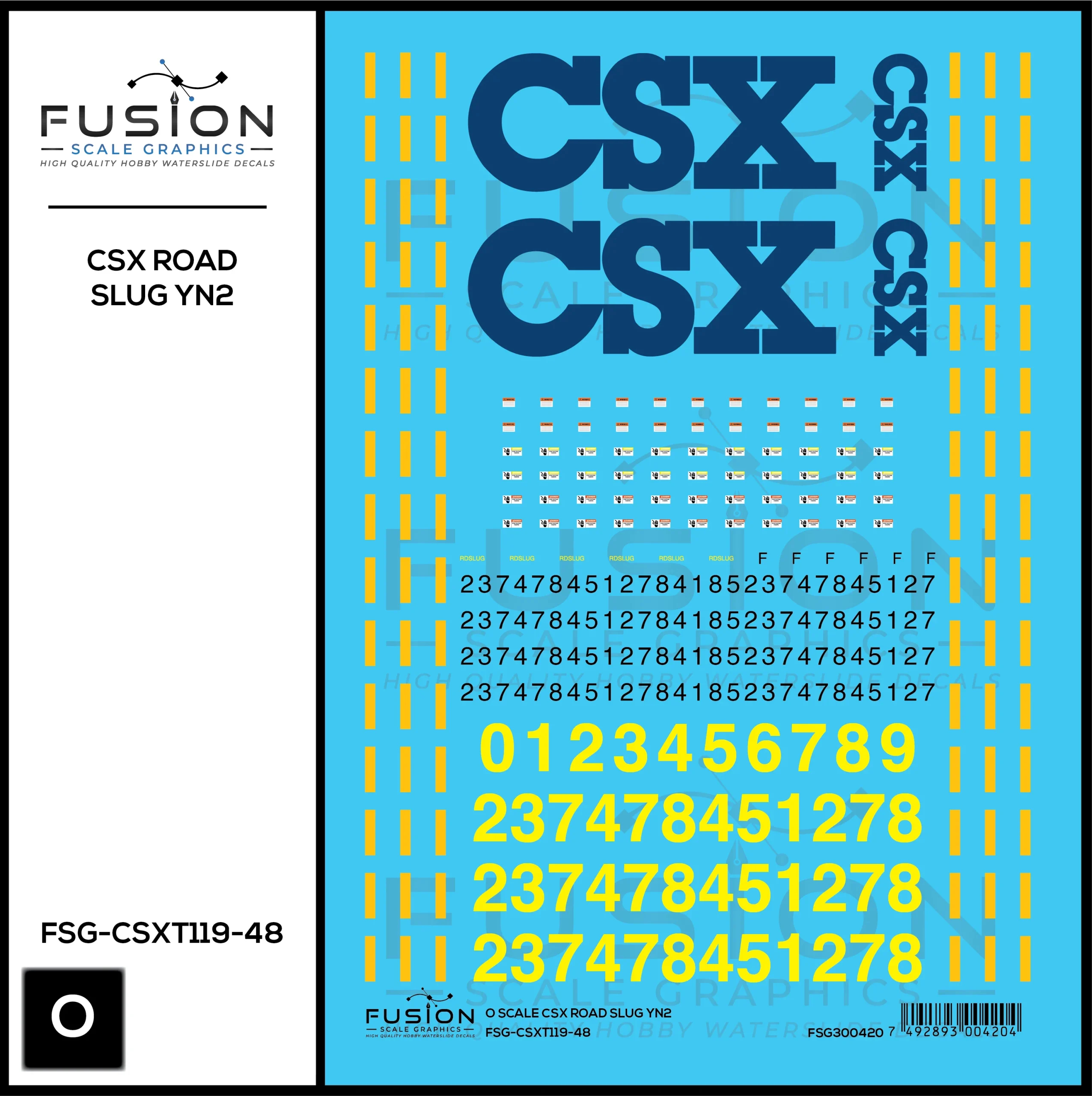 O Scale CSX Road Slug YN2 Decal Set - Fusion Scale Graphics
