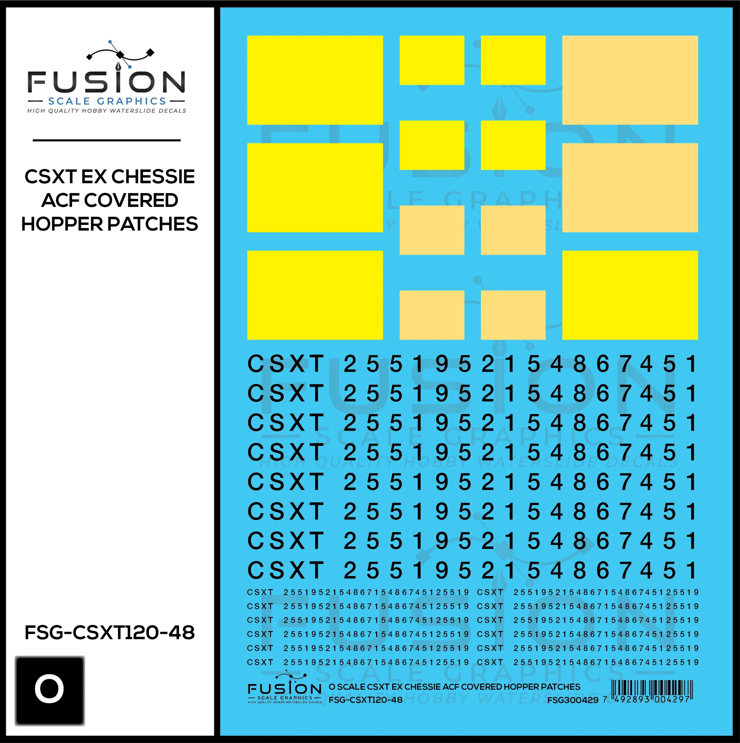 O Scale CSXT Ex Chessie ACF Covered Hopper Number Patching Decal Set - Fusion Scale Graphics