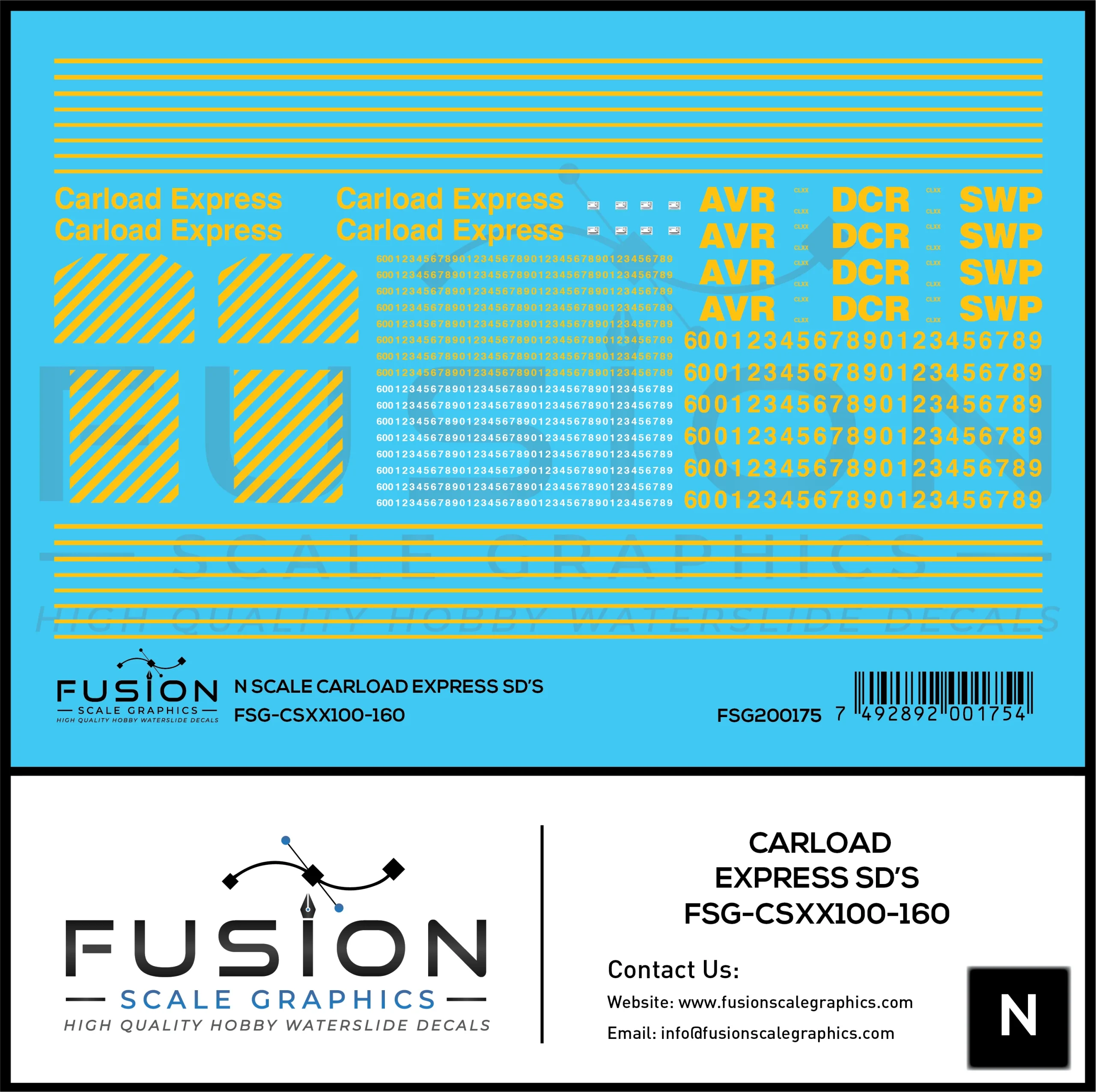 N Scale Carload Express EMD SD60M Locomotives Decal Set - Fusion Scale Graphics