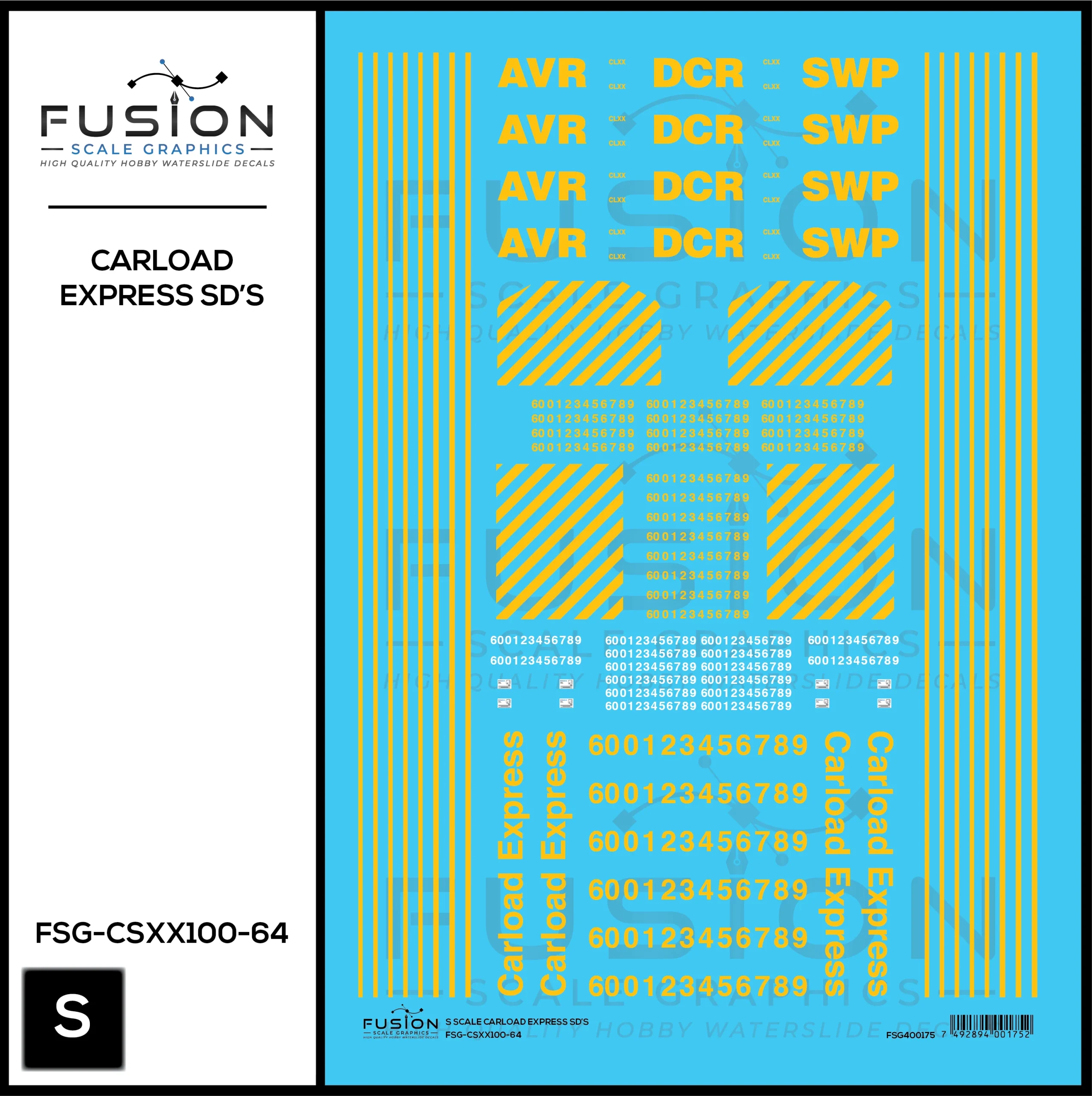 S Scale Carload Express EMD SD60M Locomotives Decal Set - Fusion Scale Graphics