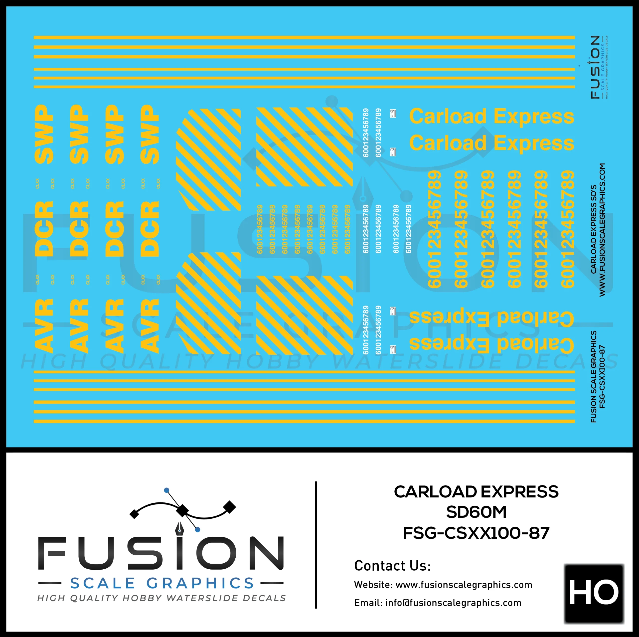 HO Scale Carload Express EMD SD60M Locomotives Decal Set - Fusion Scale Graphics