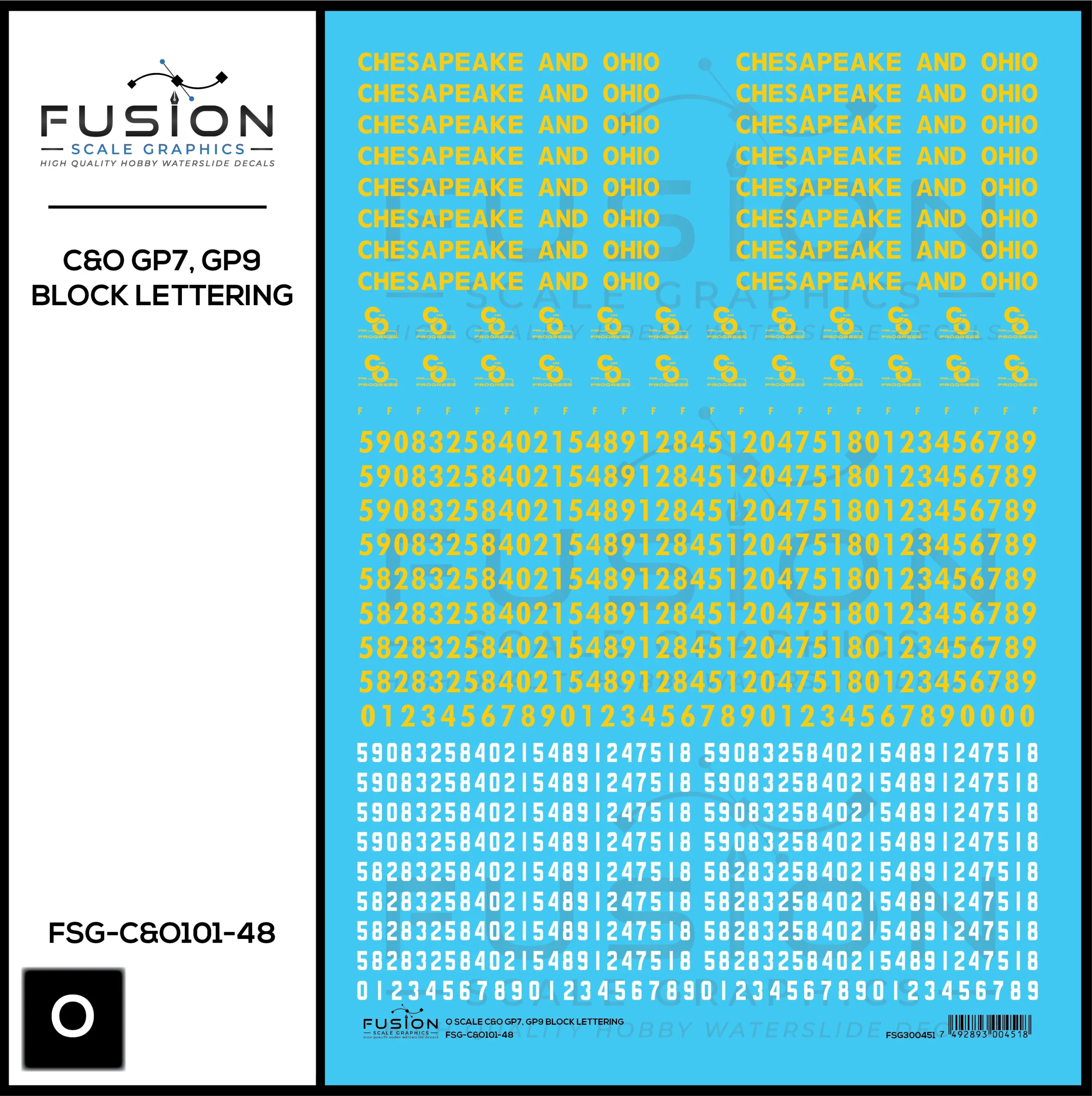 O Scale Chesapeake & Ohio EMD GP7, GP9 Locomotive Decal Set - Fusion Scale Graphics