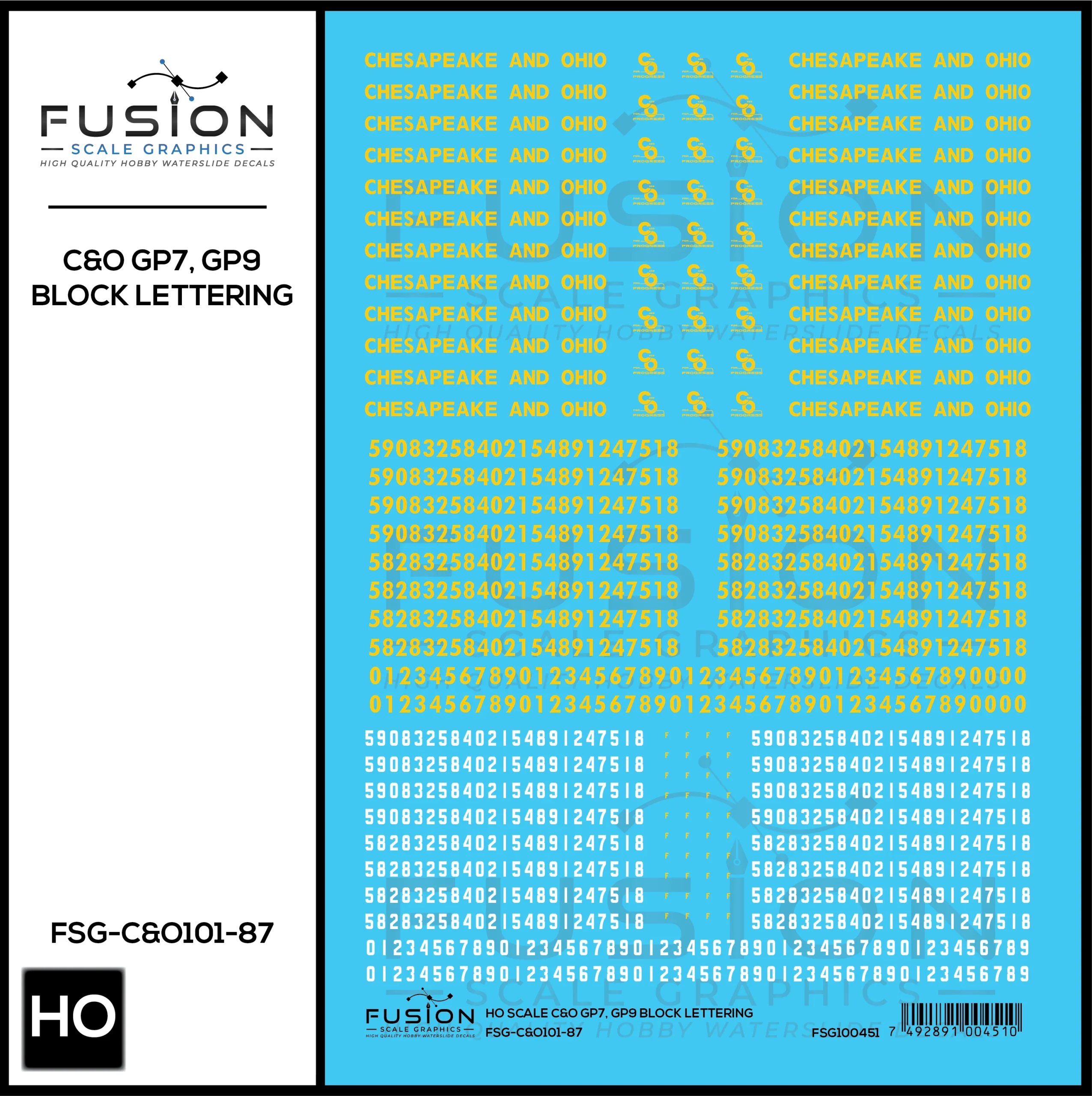 HO Scale Chesapeake & Ohio EMD GP7, GP9 Locomotive Decal Set - Fusion Scale Graphics