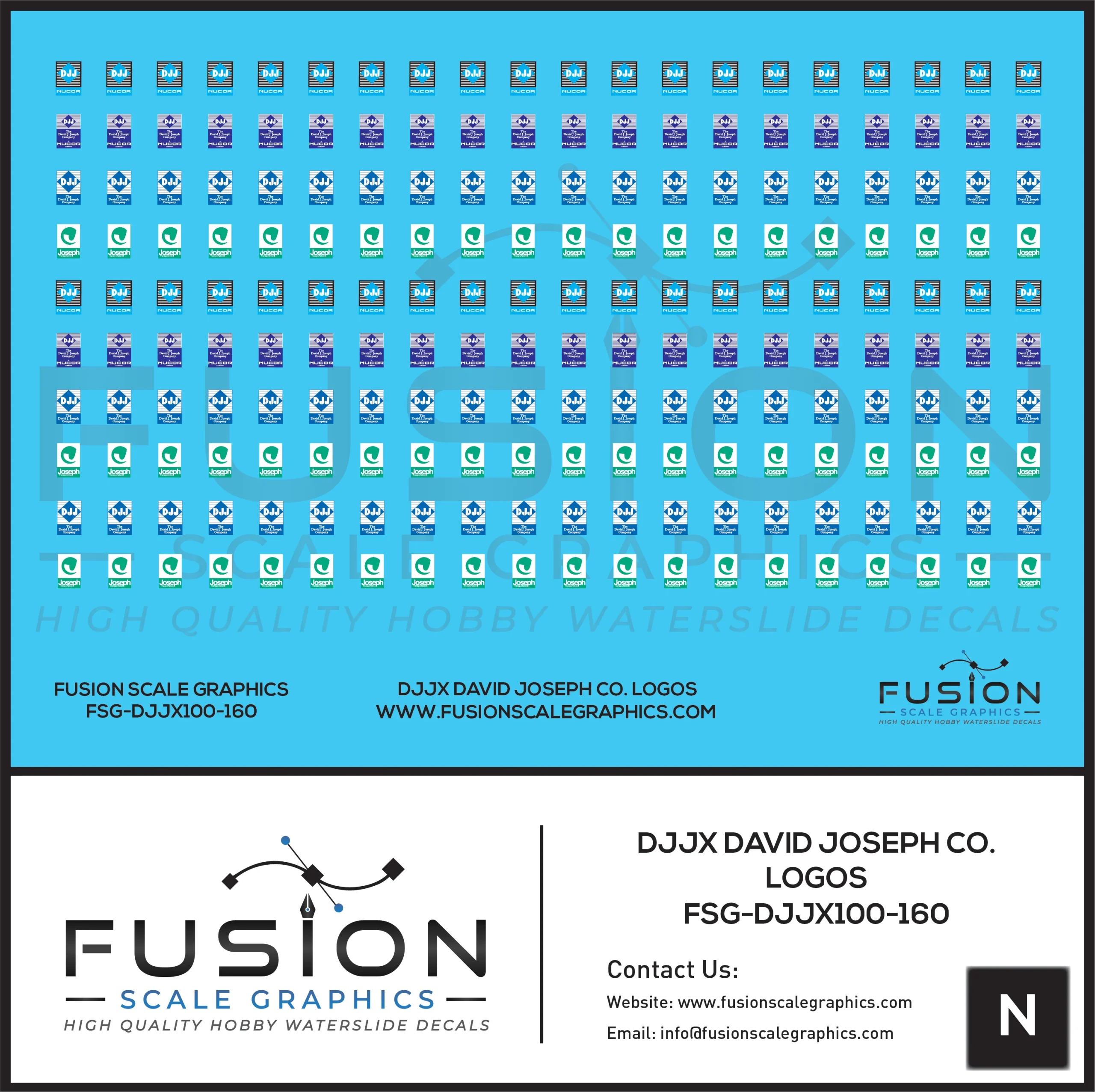 N Scale DJJX David Joseph Company Freight Car Logos Decal Set - Fusion Scale Graphics