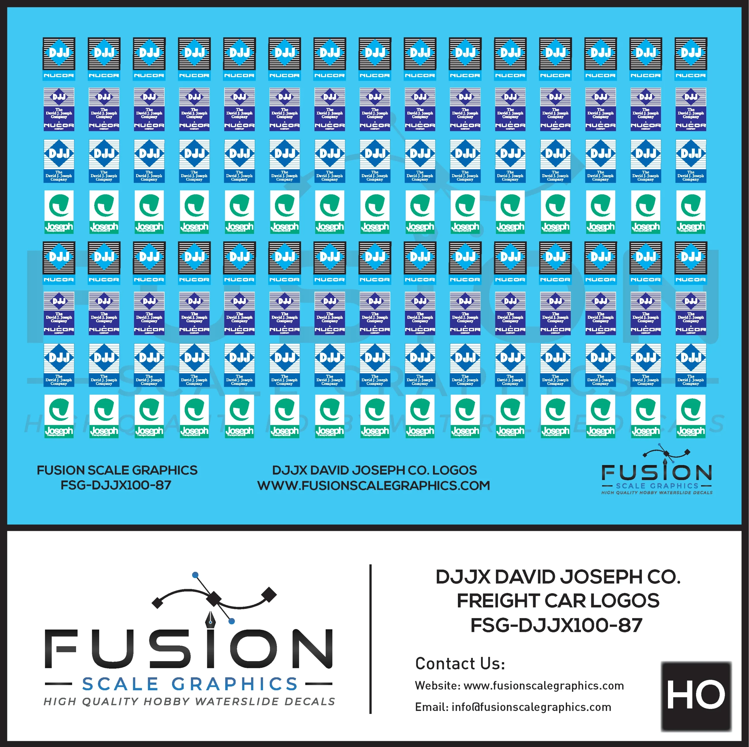 HO Scale DJJX David Joseph Company Freight Car Logos Decal Set - Fusion Scale Graphics