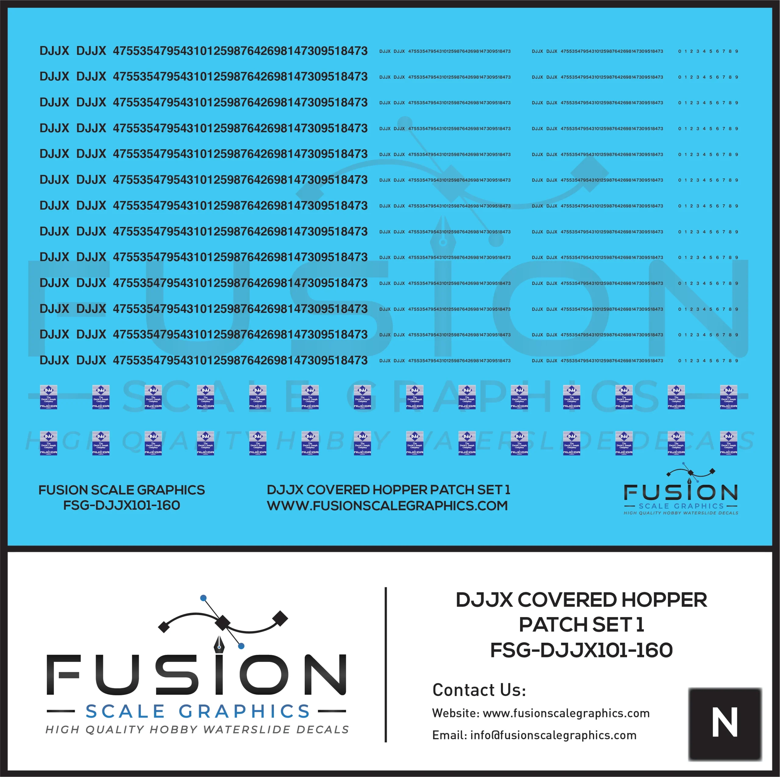 N Scale DJJX David Joseph Company Covered Hopper Patching Decal Set - Fusion Scale Graphics