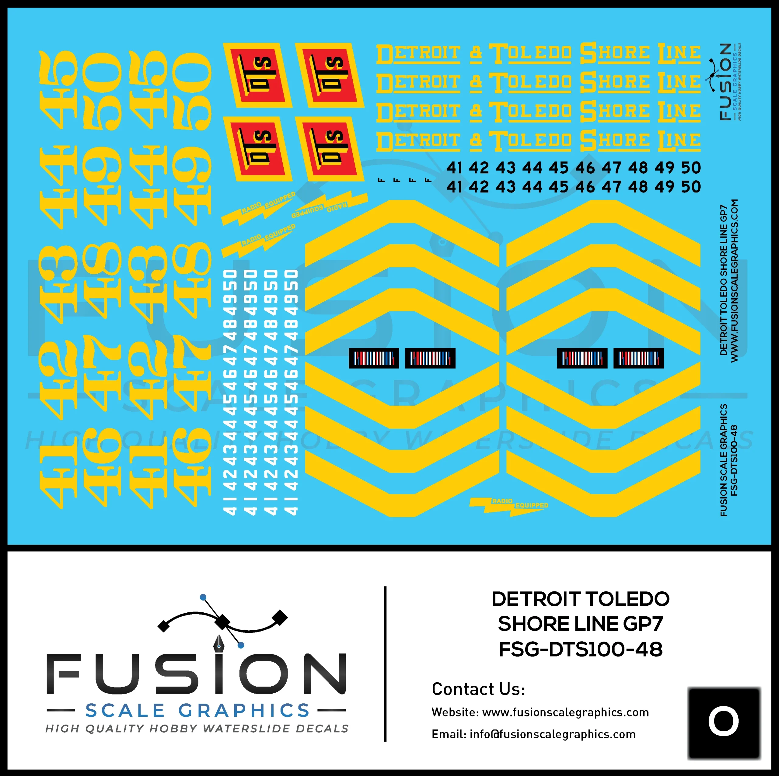 O Scale Detroit & Toledo Shore Line EMD GP7 Locomotive Decal Set - Fusion Scale Graphics