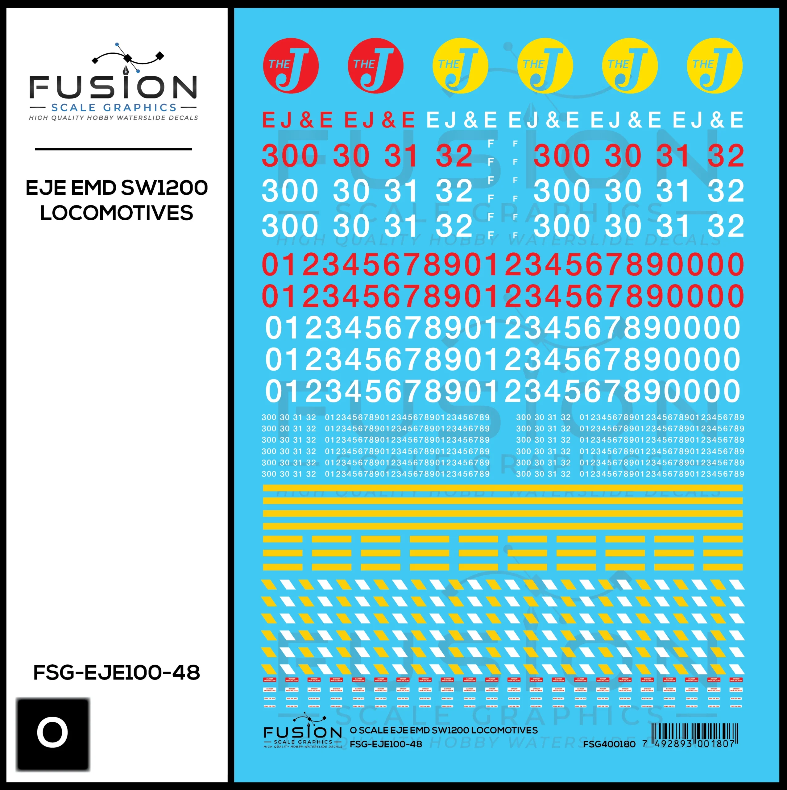 O Scale Elgin Joliet and Eastern EJE EMD SW1200 Locomotive Decal Set - Fusion Scale Graphics