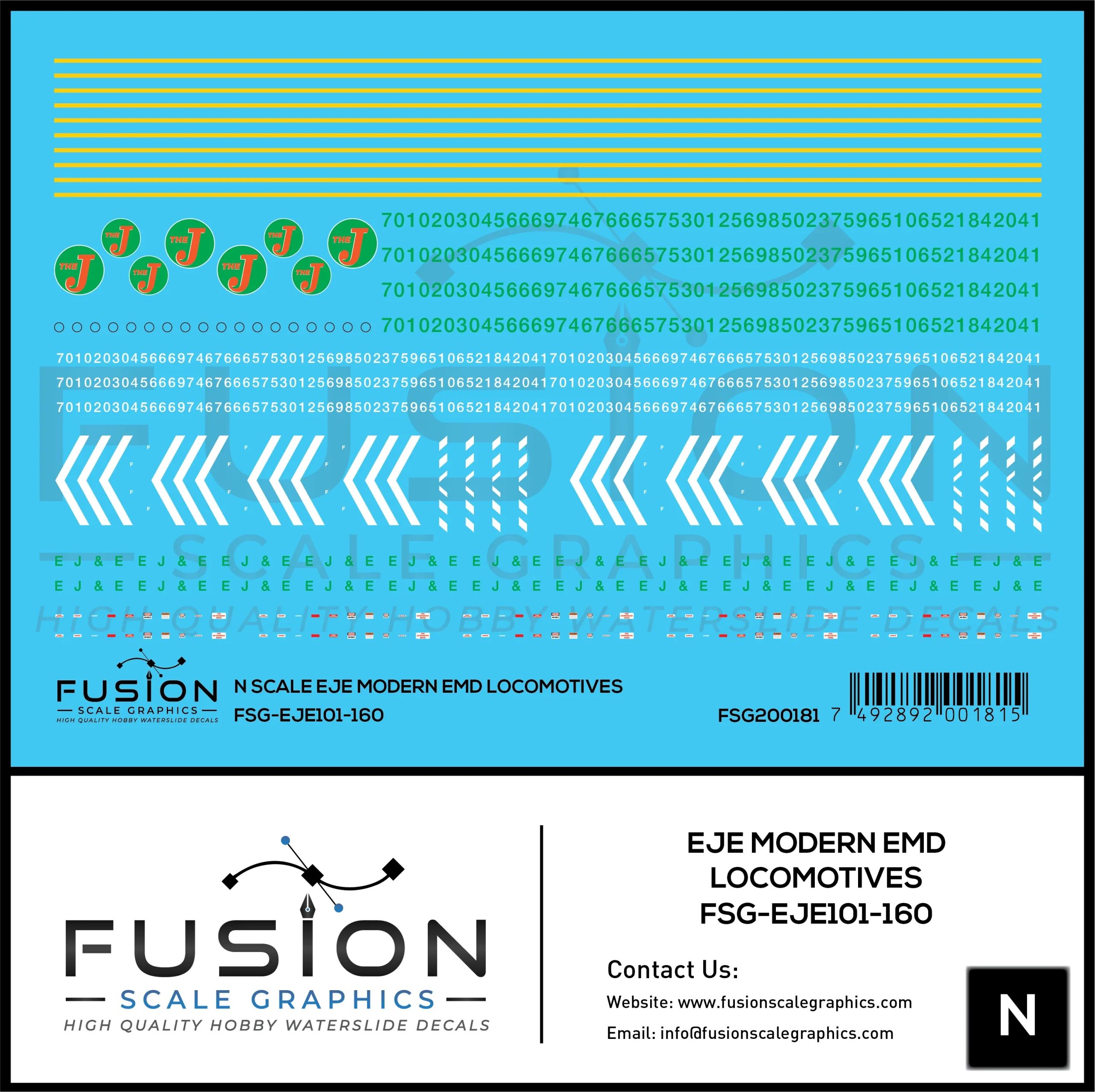 N Scale Modern EJE EMD Locomotives Decal Set - Fusion Scale Graphics