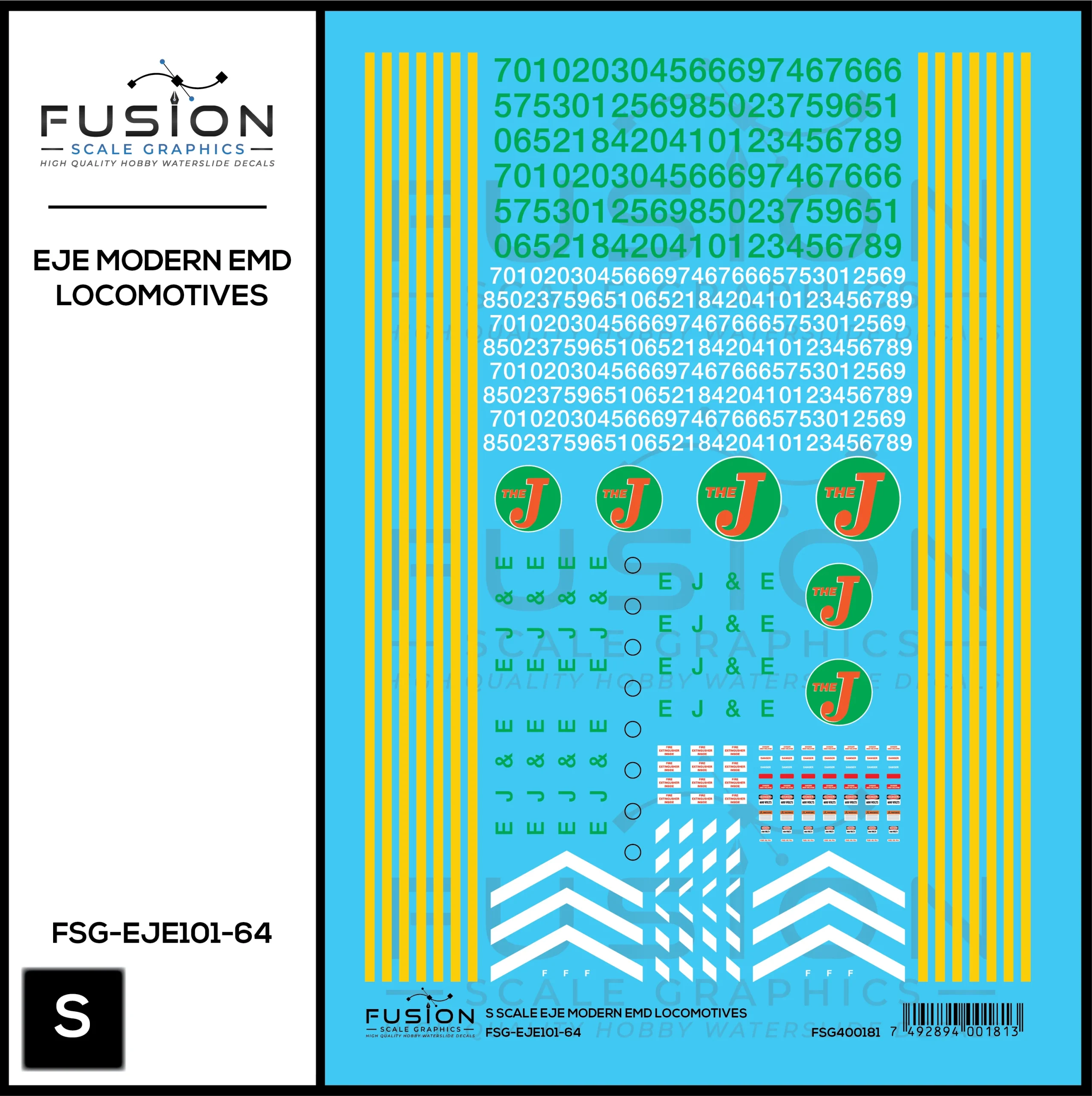 S Scale Modern EJE EMD Locomotives Decal Set - Fusion Scale Graphics