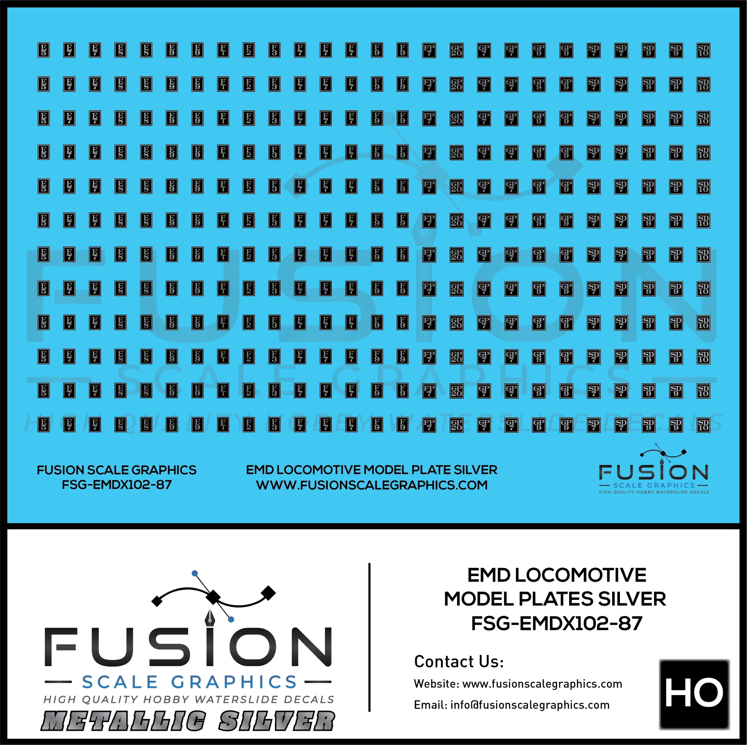 N Scale EMD Locomotive Model Black/Silver Plate Decal Set - Fusion Scale Graphics