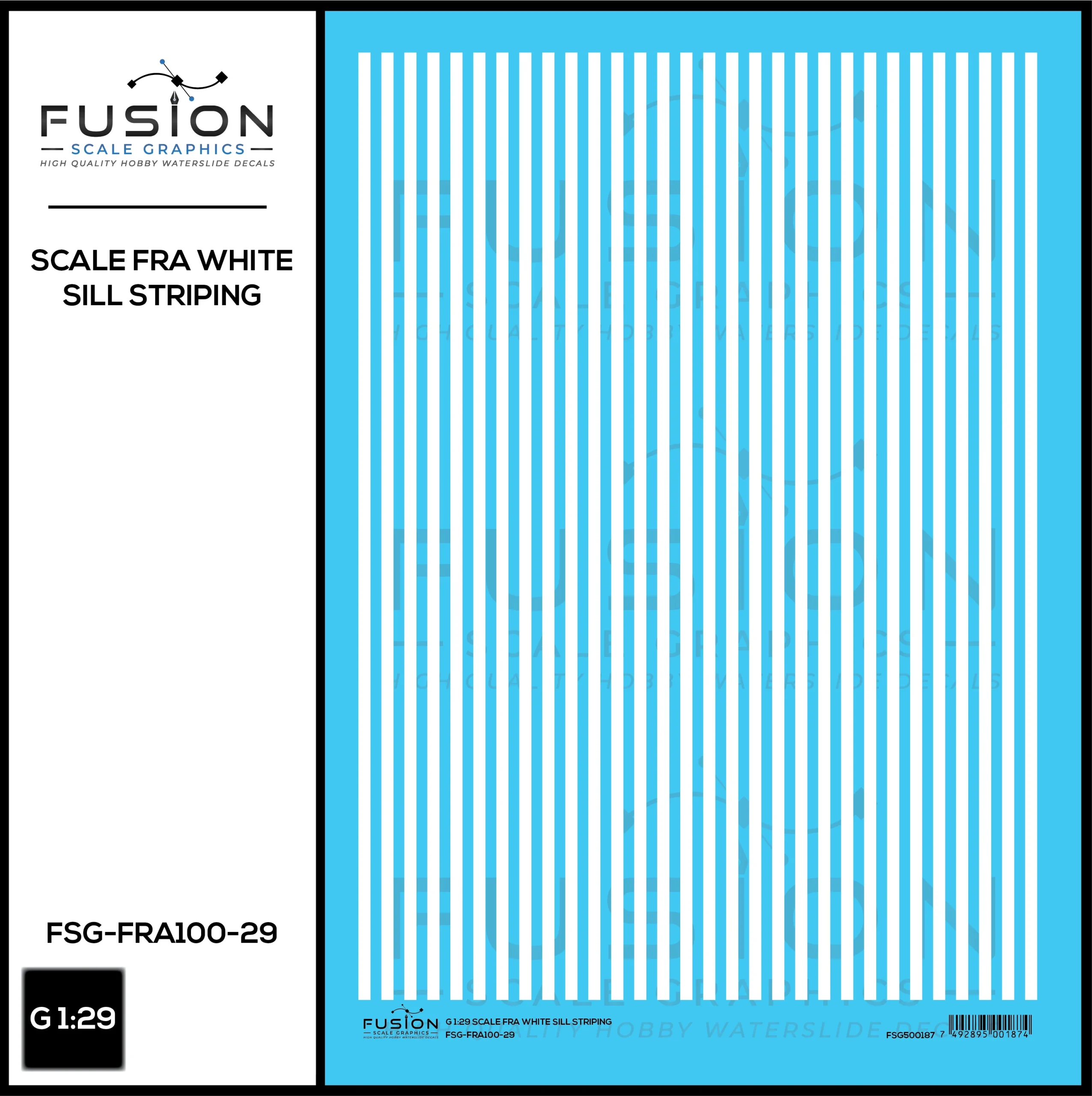 G 1:29 Scale FRA White Sill Striping Decal Set - Fusion Scale Graphics
