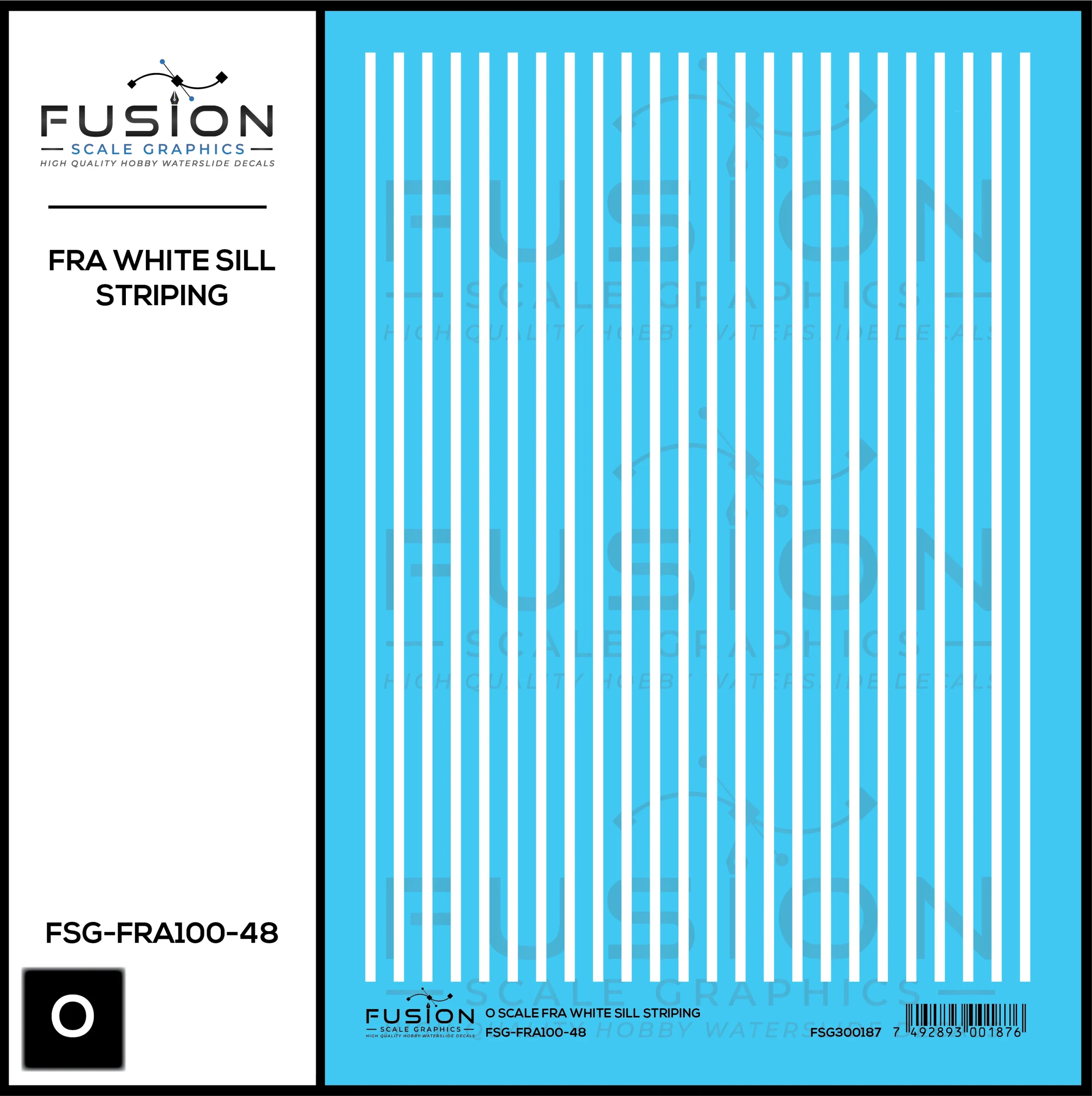 O Scale FRA White Safety Sill Striping Decal Set - Fusion Scale Graphics