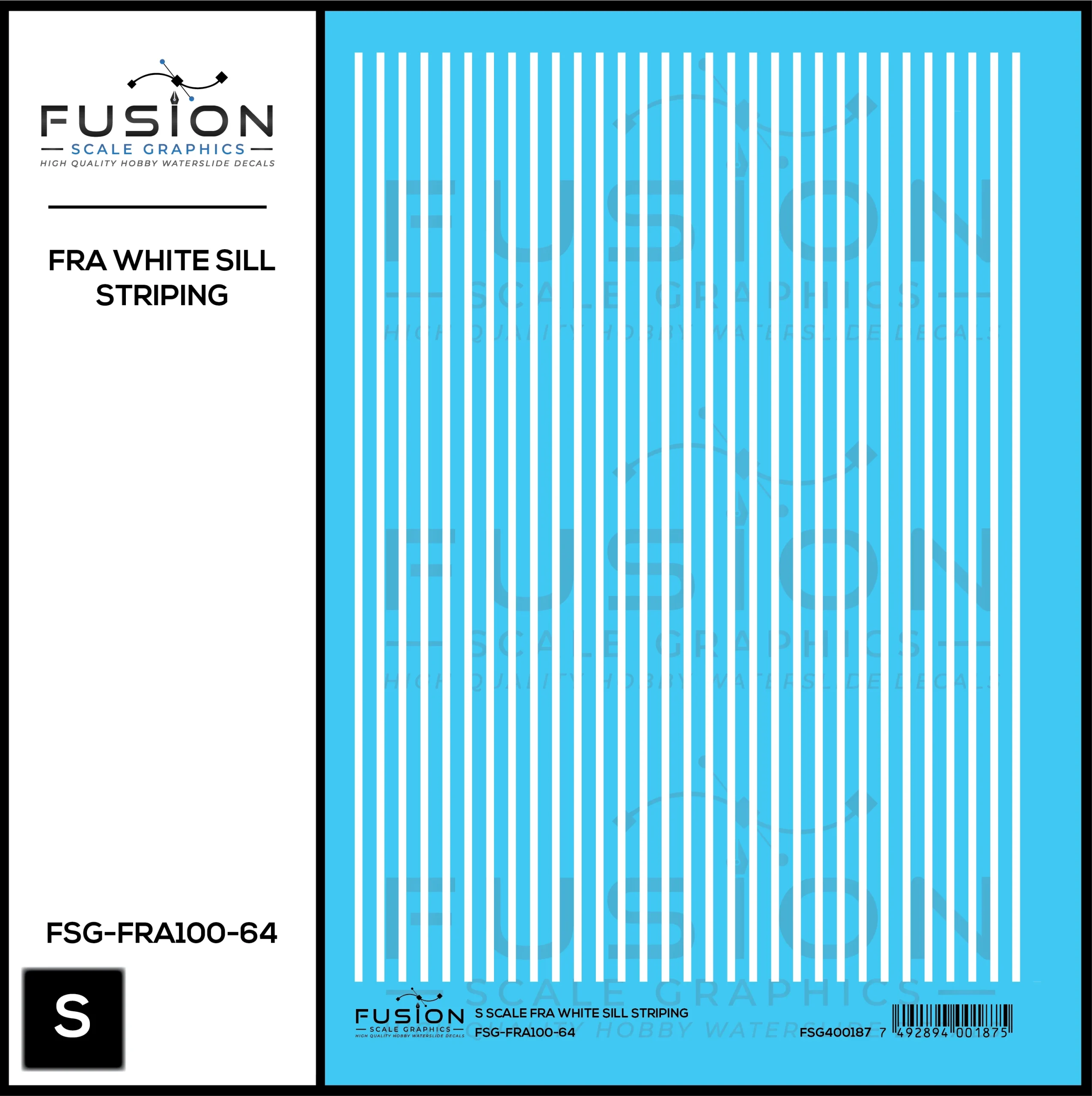 S Scale FRA White Safety Sill Striping Decal Set - Fusion Scale Graphics