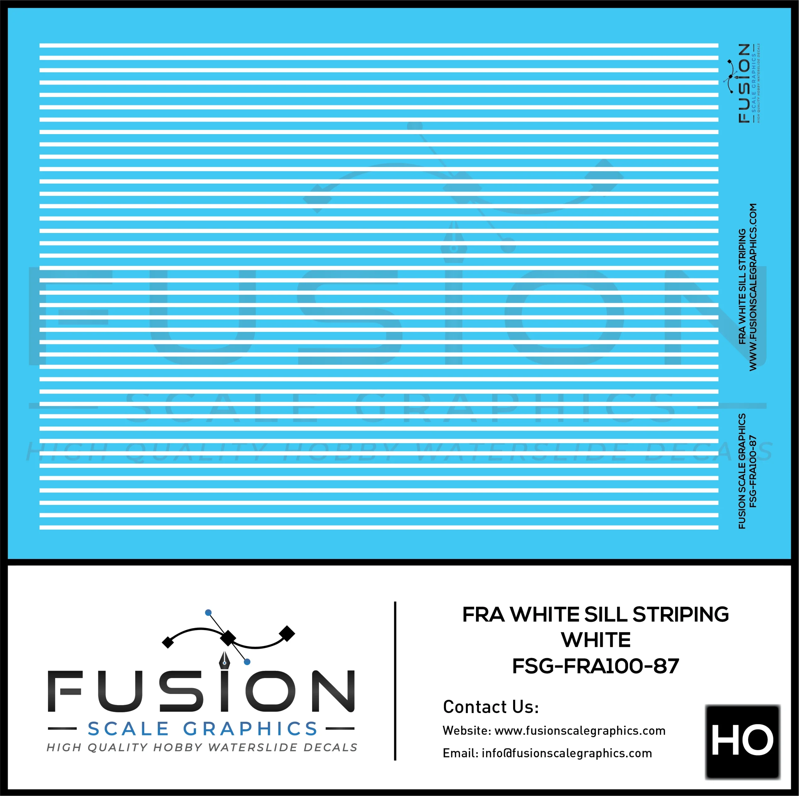 HO Scale FRA White Sill Striping Decal Set - Fusion Scale Graphics