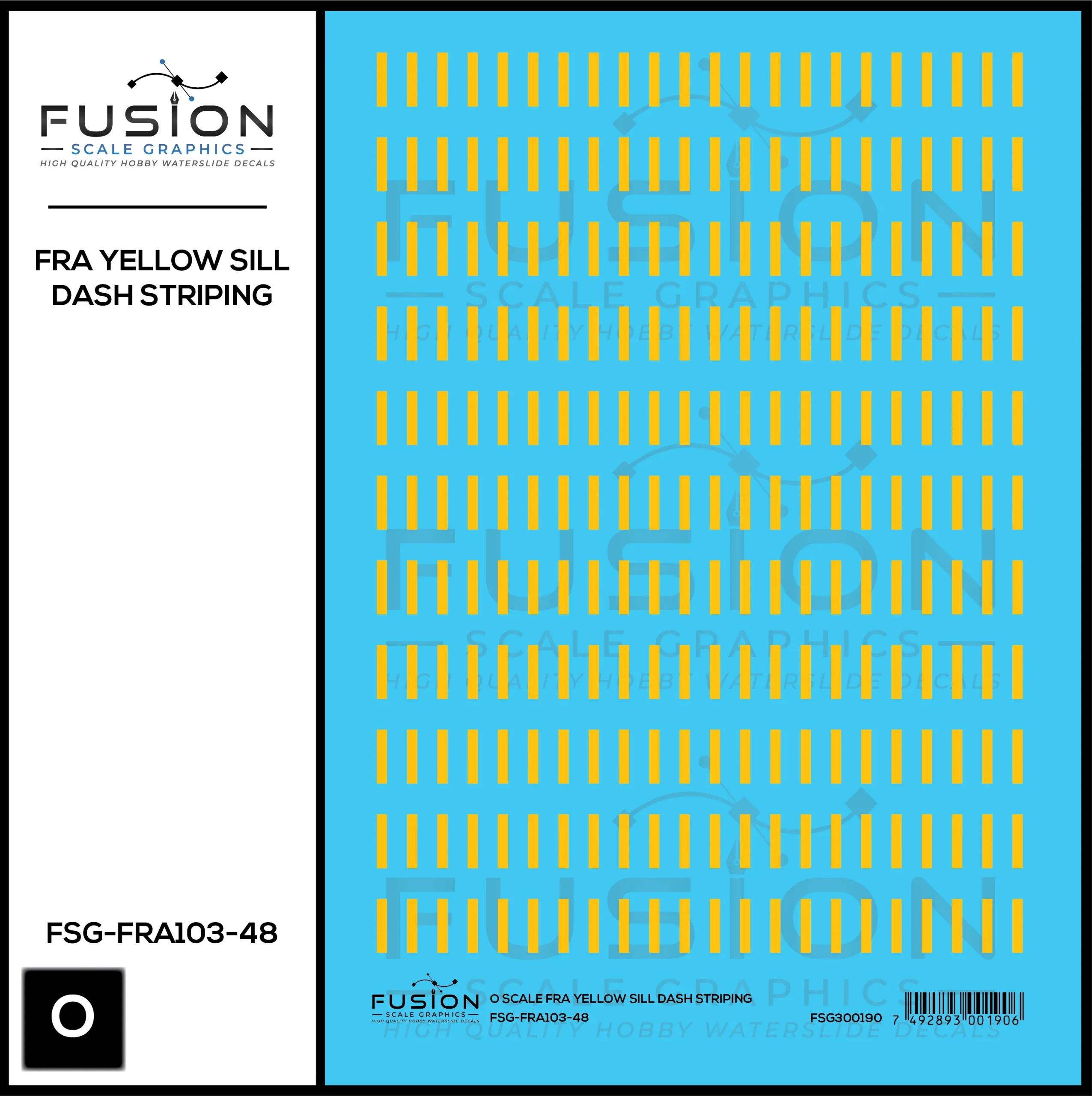 O Scale FRA Yellow Safety Dash Sill Striping Decal Set - Fusion Scale Graphics