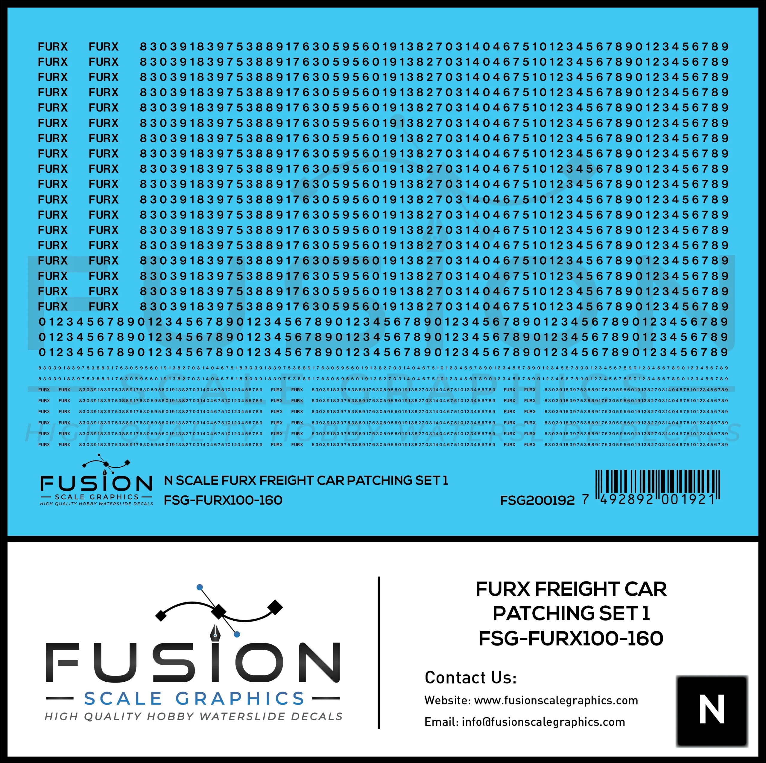 N Scale FURX Freight Car Patches Set 1 Black - Fusion Scale Graphics