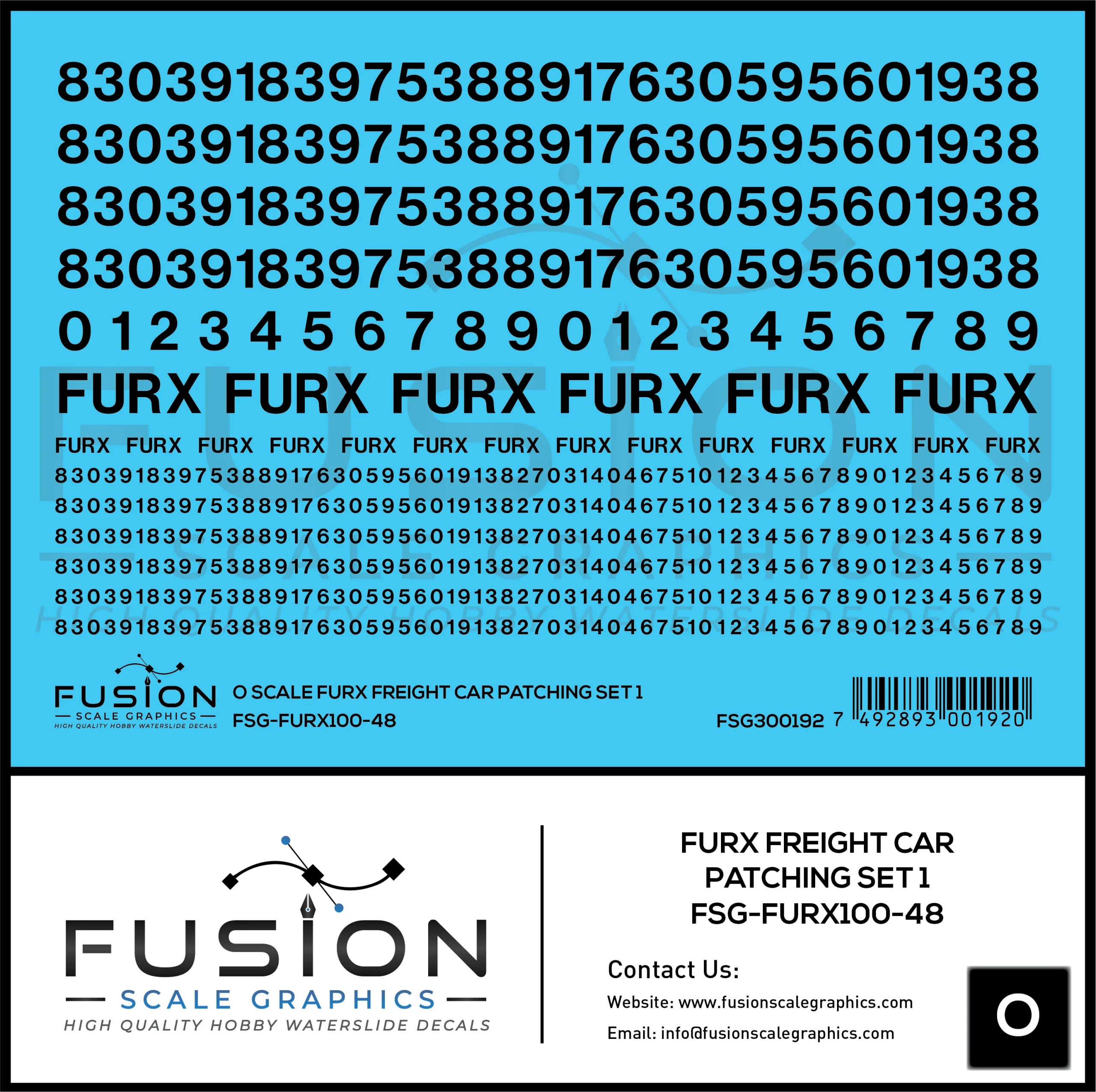 O Scale FURX Freight Car Patches Set 1 Black - Fusion Scale Graphics