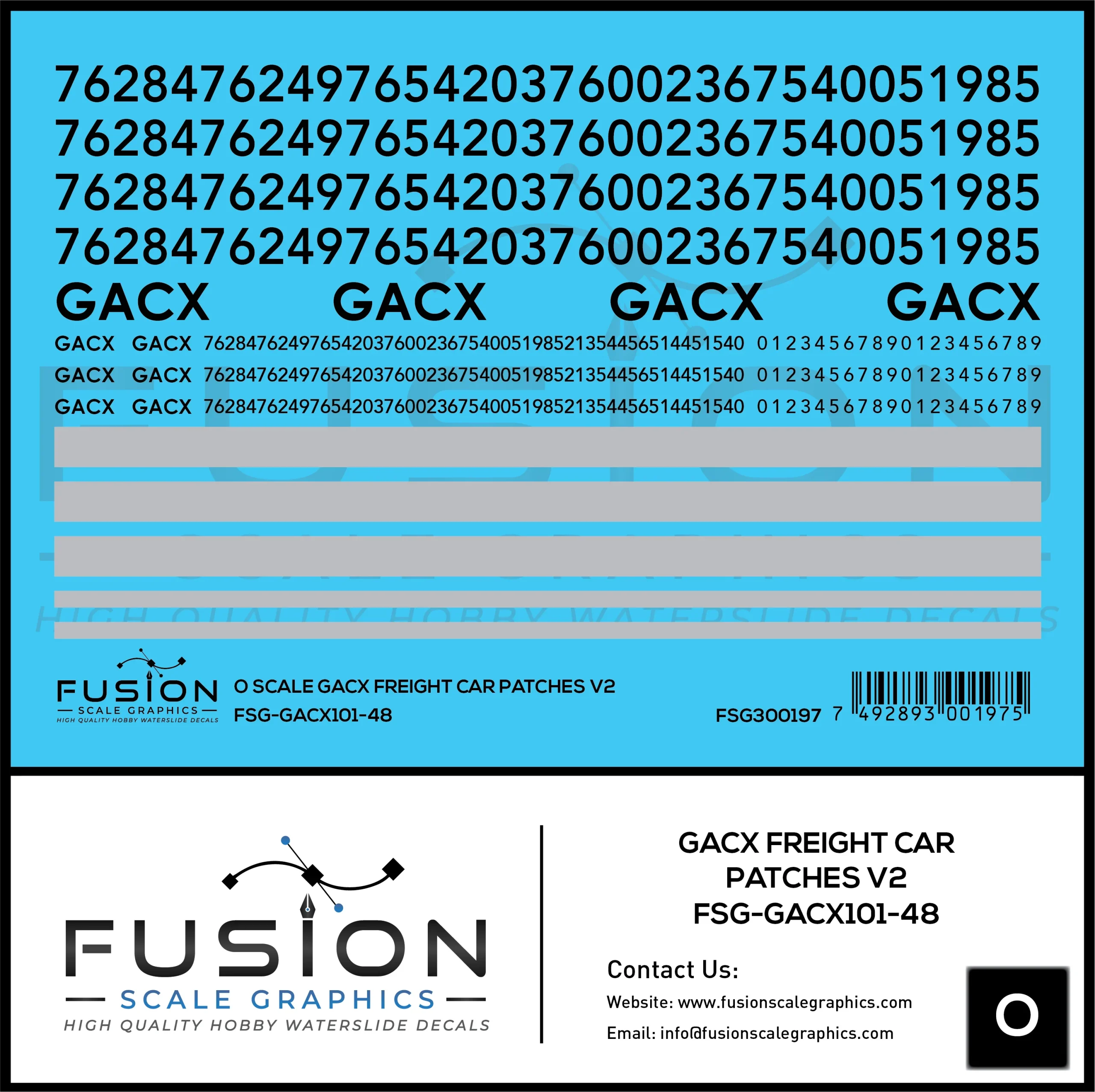 O Scale GACX Freight Car Lettering Decal Set Font 2 - Fusion Scale Graphics
