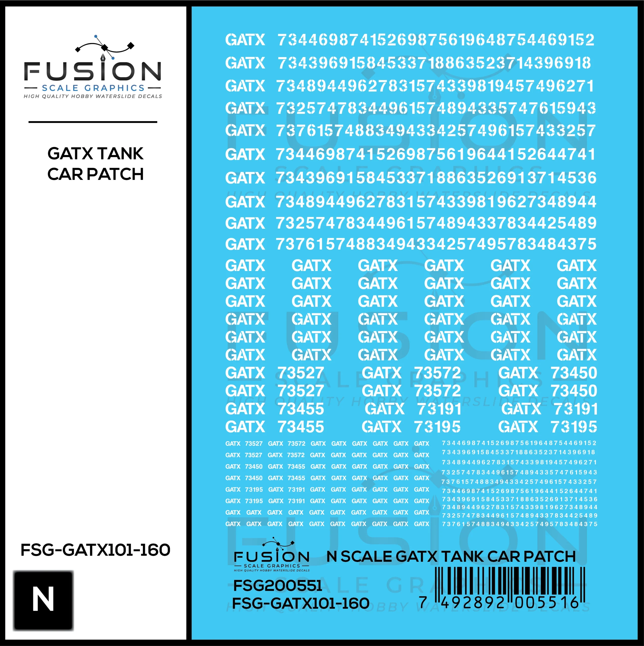 N Scale GATX Tank Car Patch Decal Set - Fusion Scale Graphics