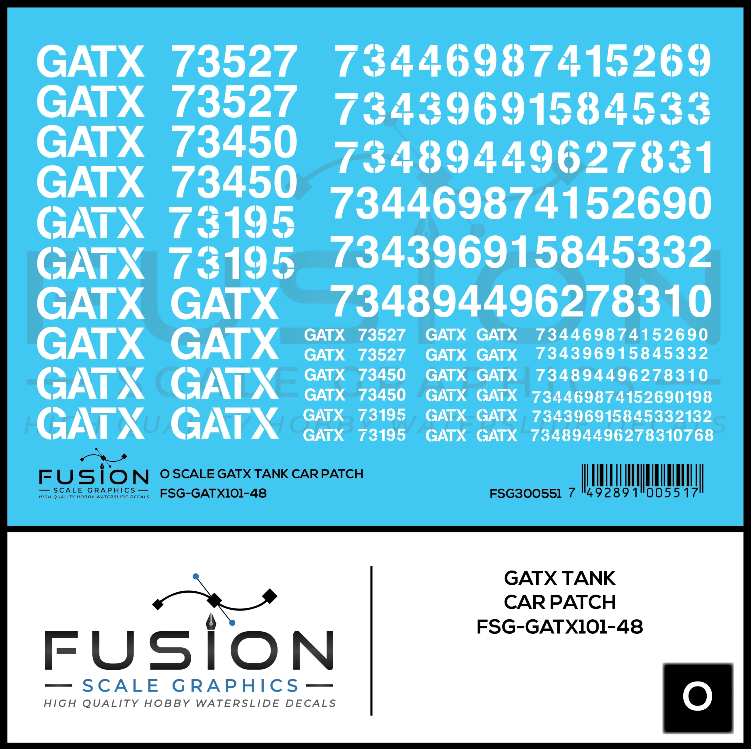 O Scale GATX Tank Car Patch Decal Set - Fusion Scale Graphics
