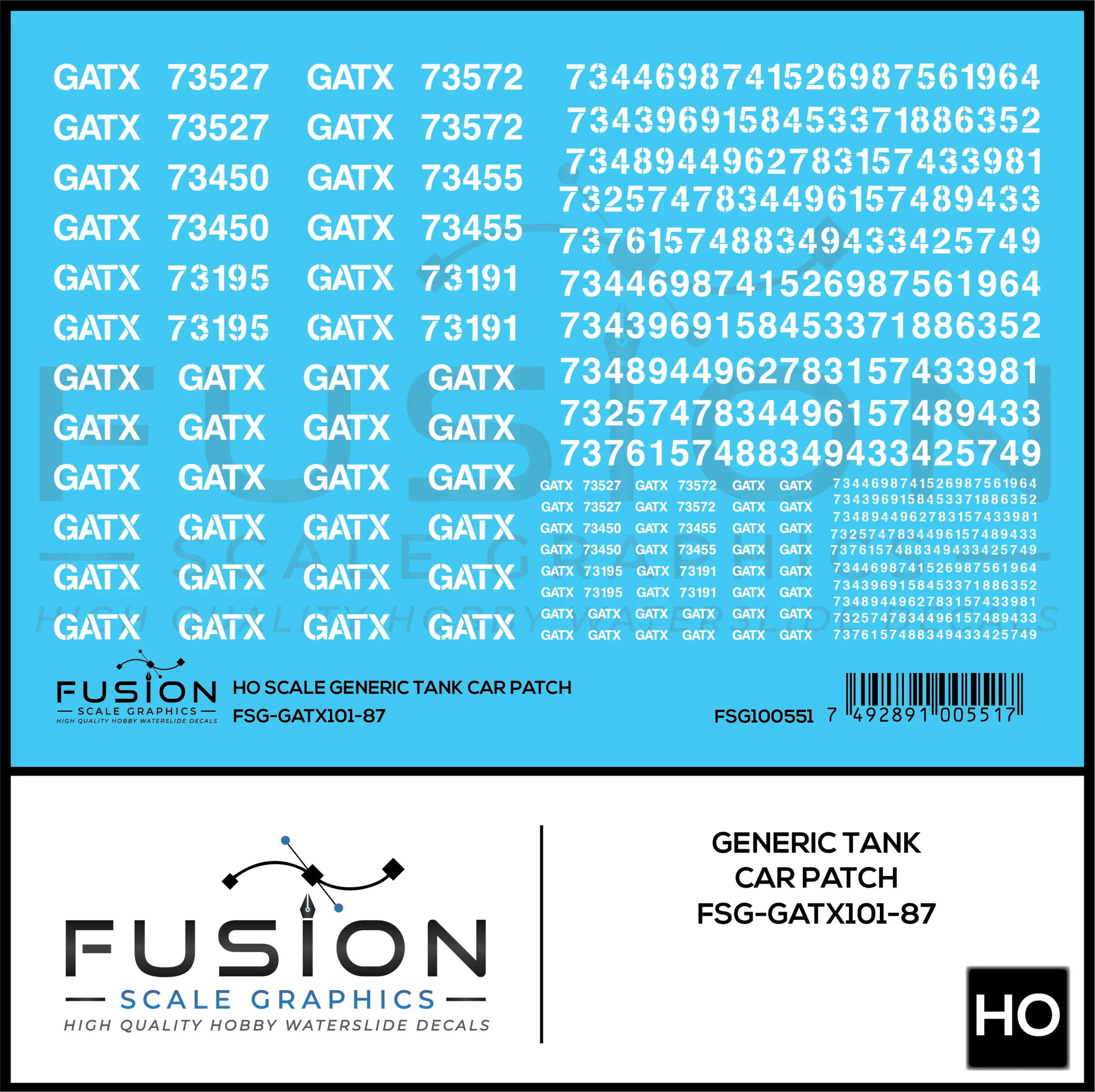 HO Scale GATX Tank Car Patch Decal Set - Fusion Scale Graphics