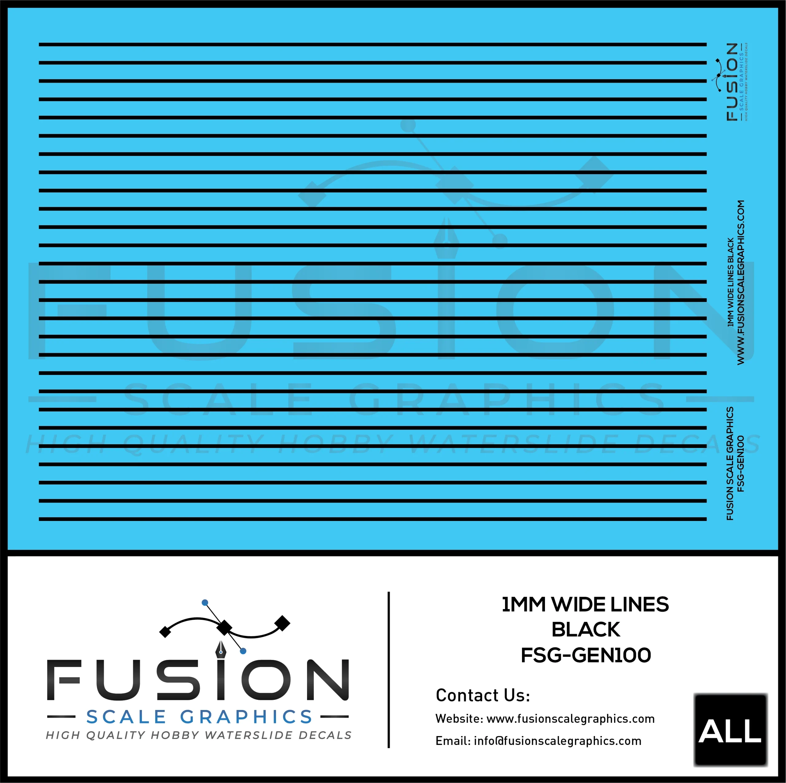 1mm Black Stripes Decal Set - Fusion Scale Graphics