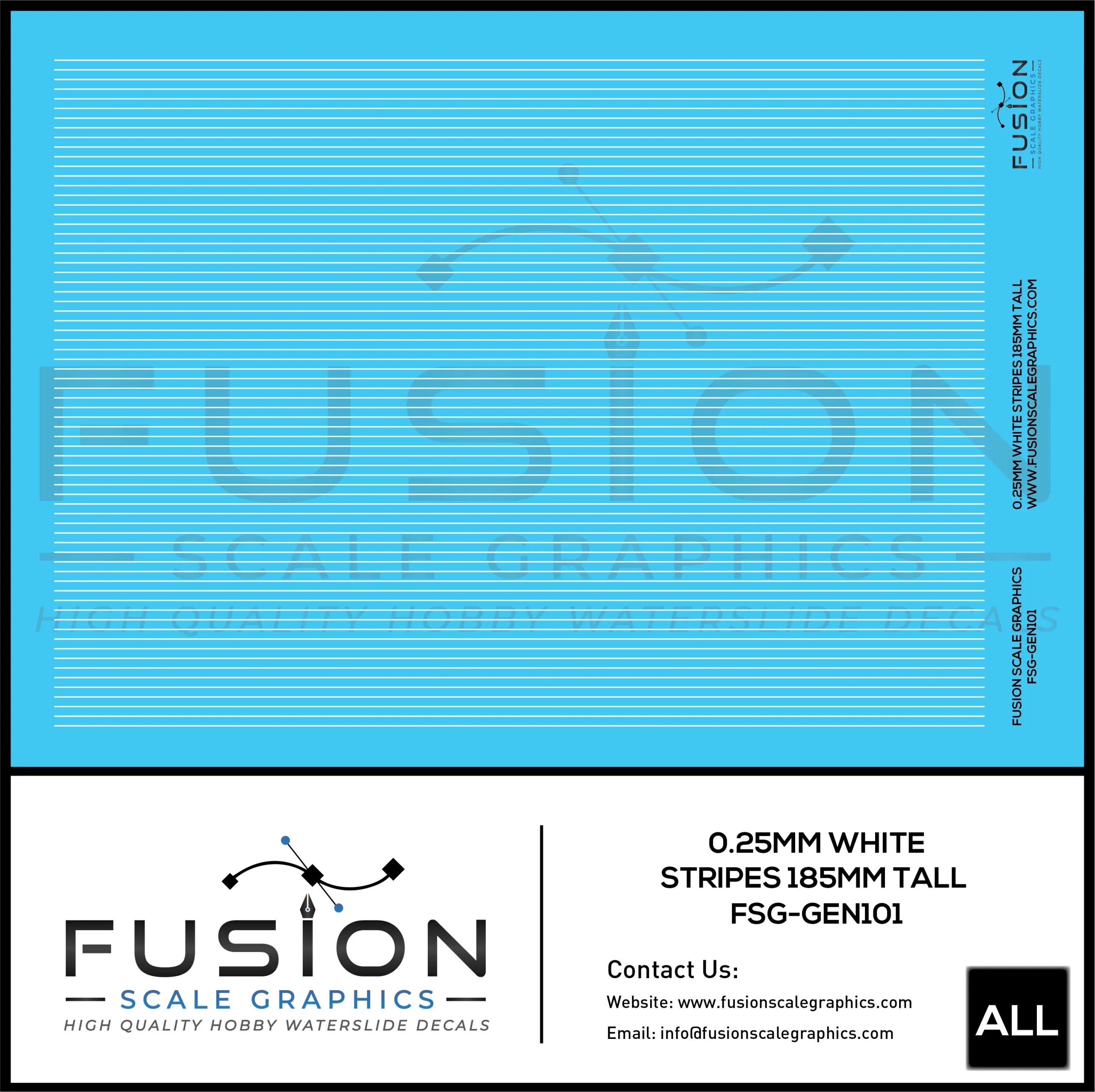 0.25mm White Stripes Decal Set - Fusion Scale Graphics
