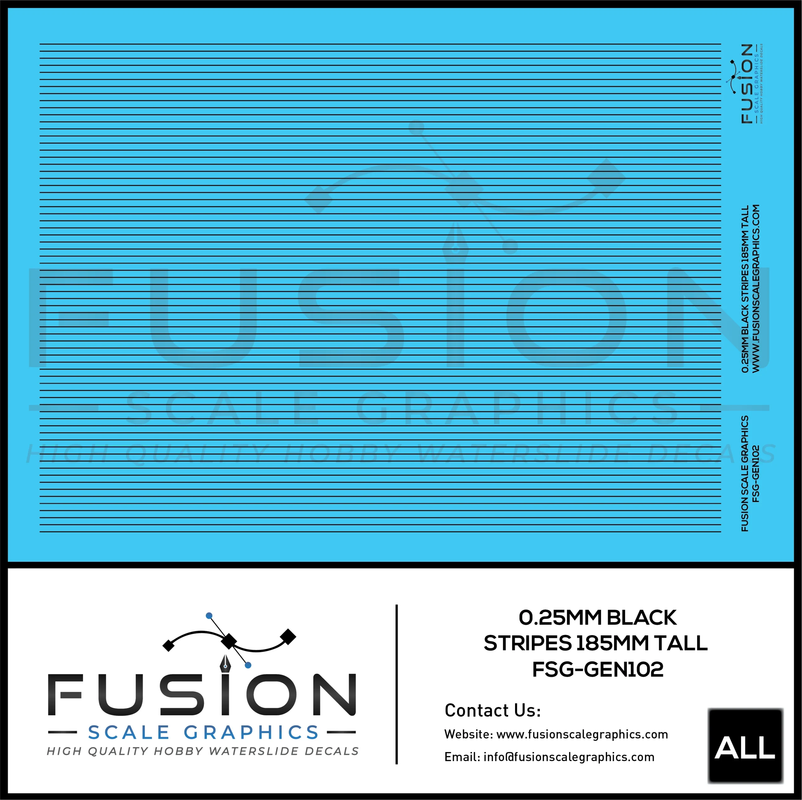 0.25mm Black Stripes Decal Set - Fusion Scale Graphics