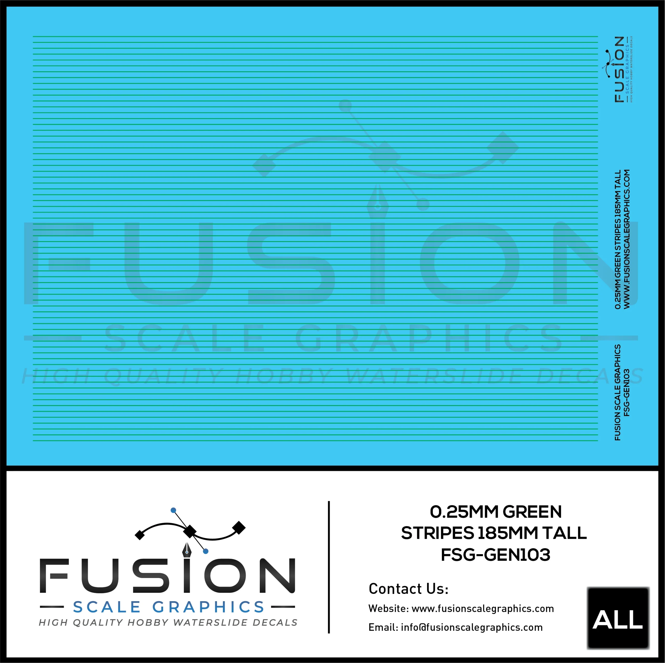 0.25mm Green Stripes Decal Set - Fusion Scale Graphics