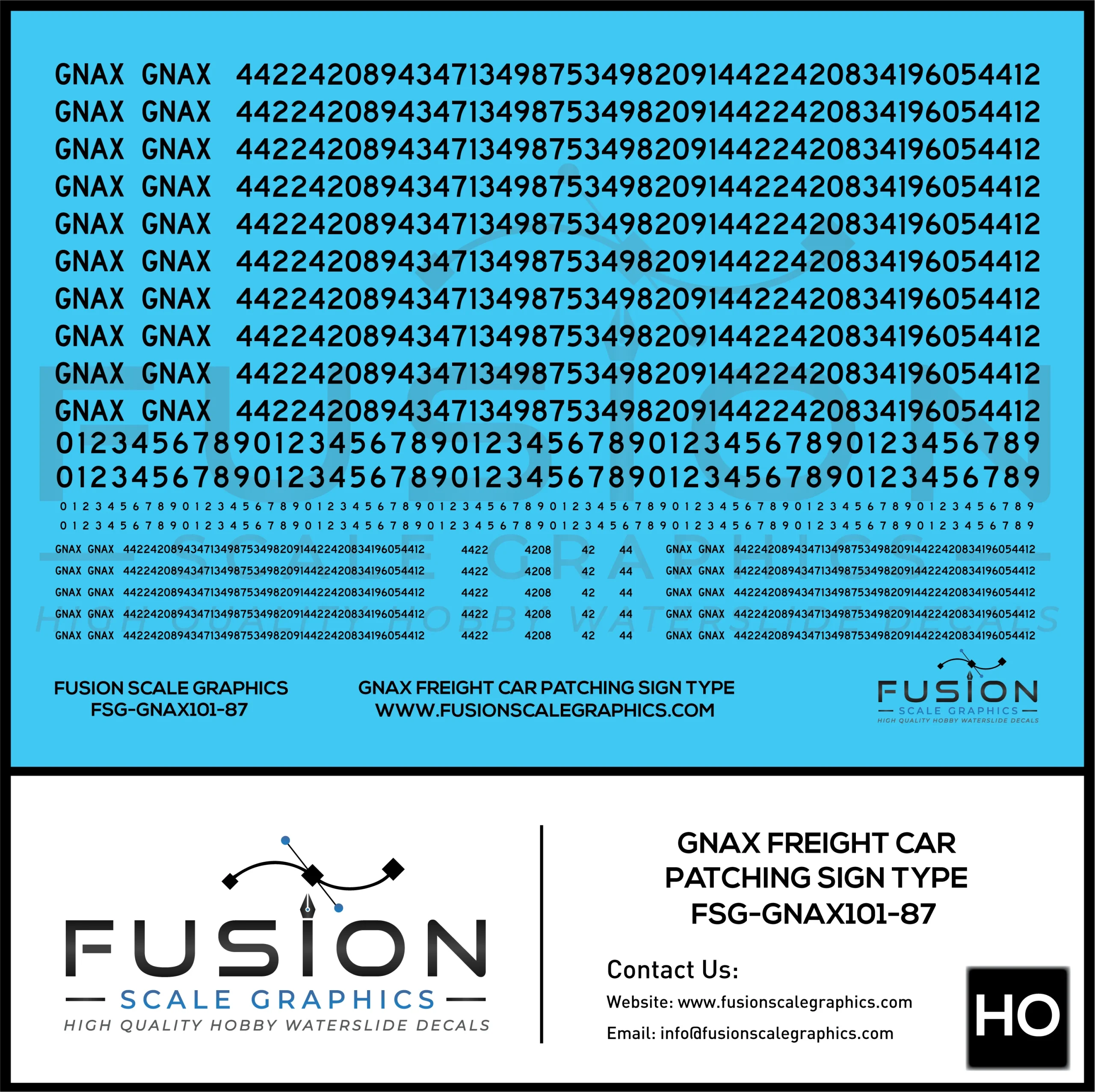 HO Scale GNAX Covered Hoppers Patching and Numbering Decal Set Sign Font Type - Fusion Scale Graphics