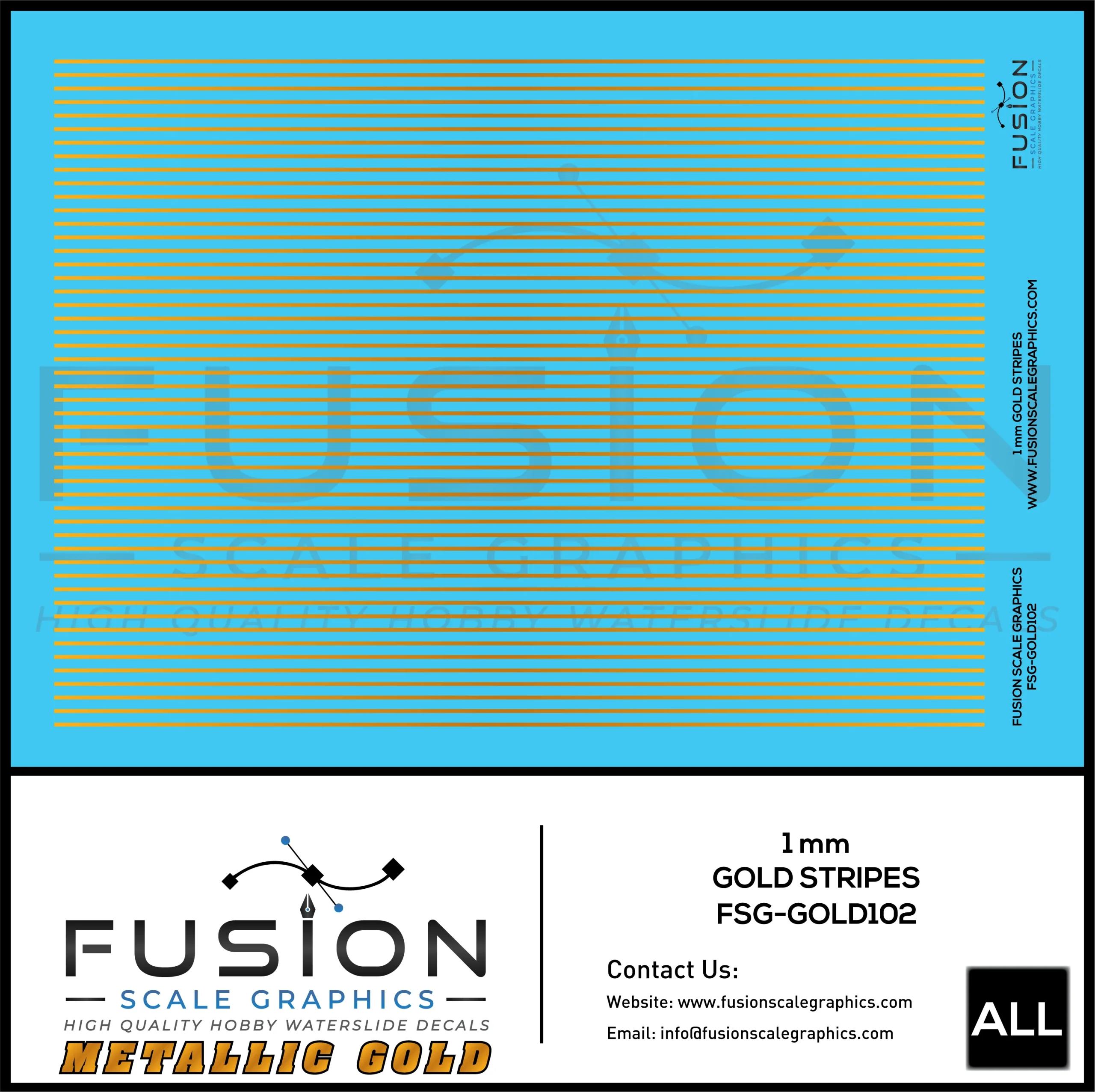 Metallic Gold 1mm Wide Gold Stripe Decal Set - Fusion Scale Graphics