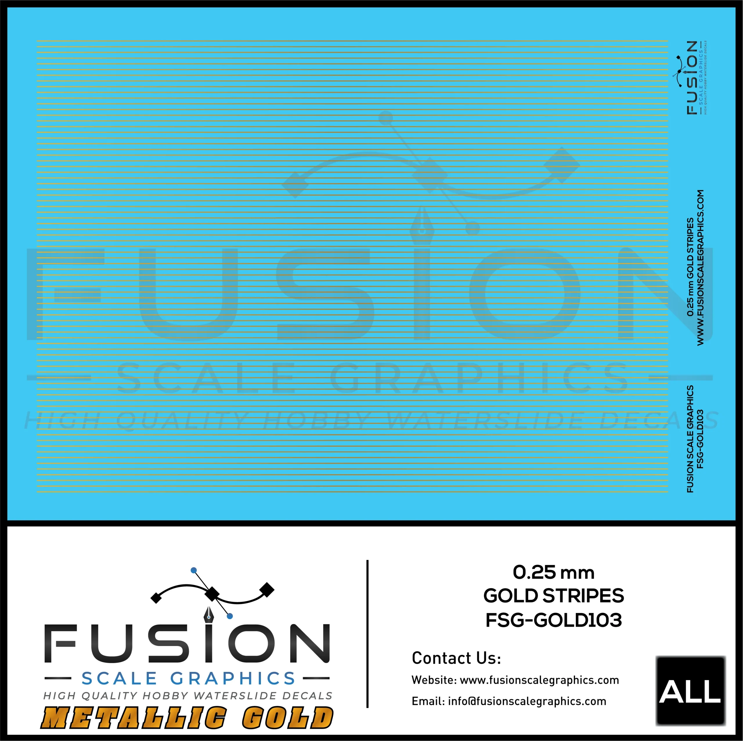 Metallic Gold 0.25mm Wide Gold Stripe Decal Set - Fusion Scale Graphics