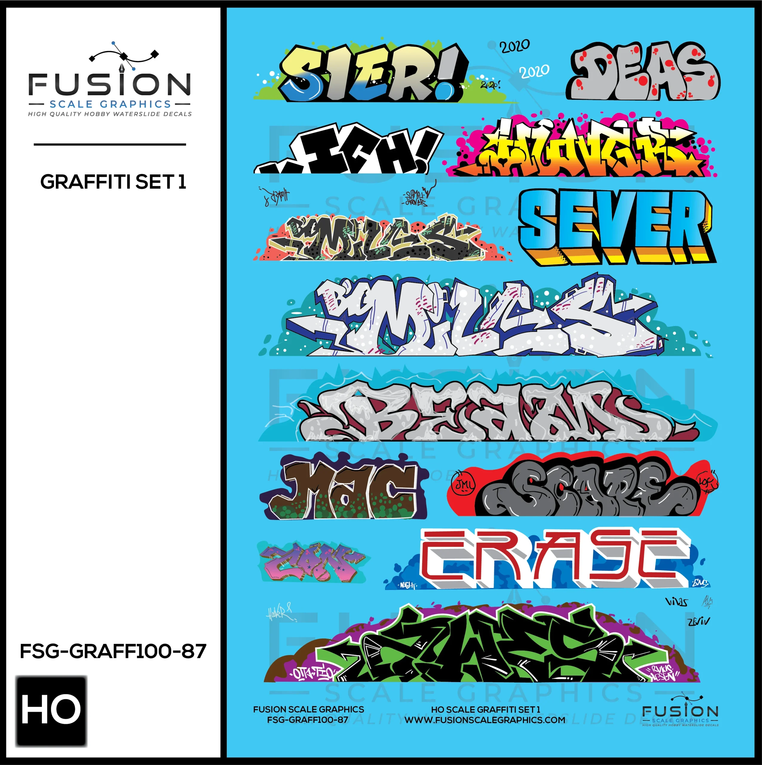 HO Scale Graffiti Decal Set 1 - Fusion Scale Graphics