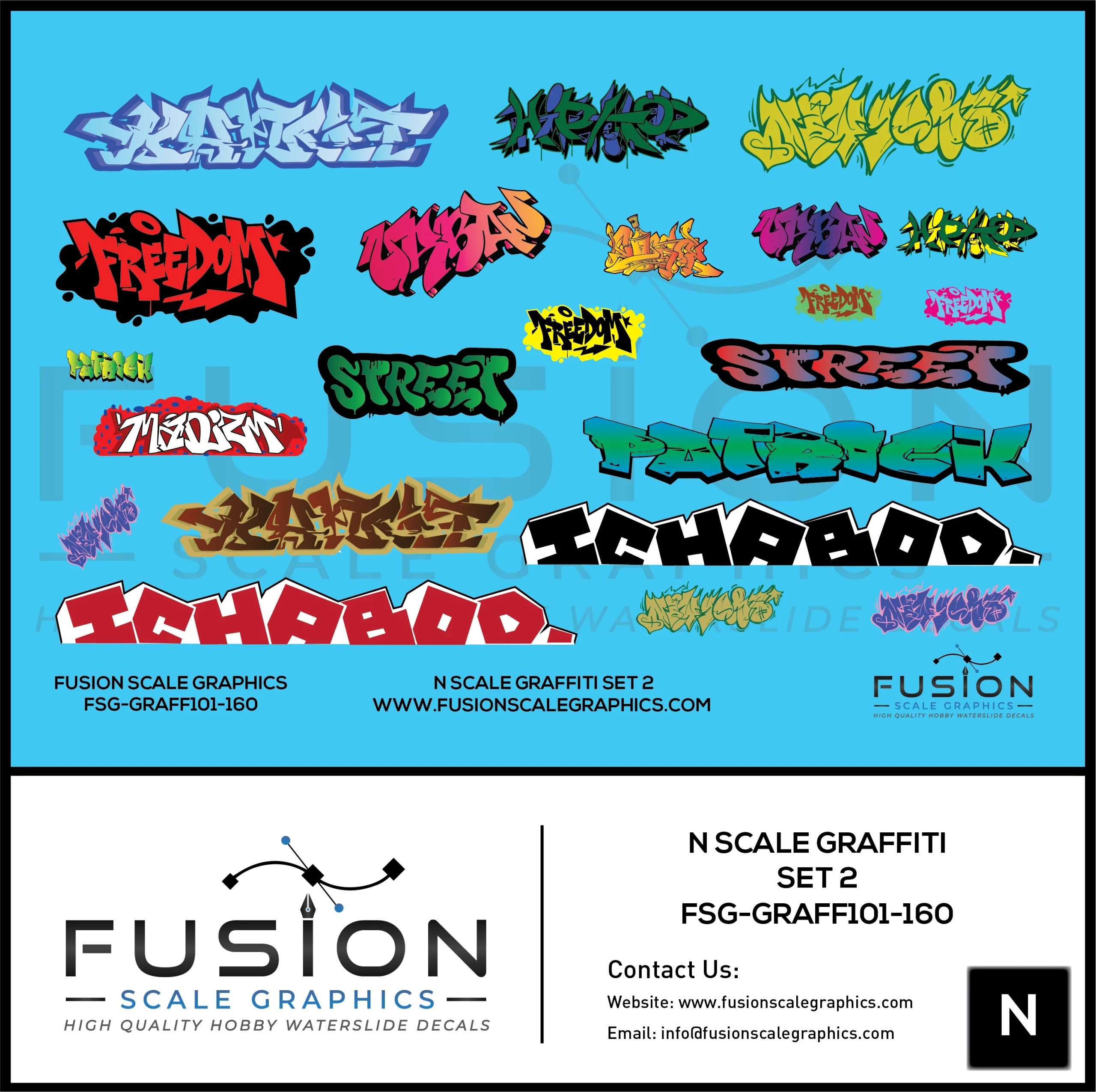 N Scale Graffiti Decal Set 2 - Fusion Scale Graphics