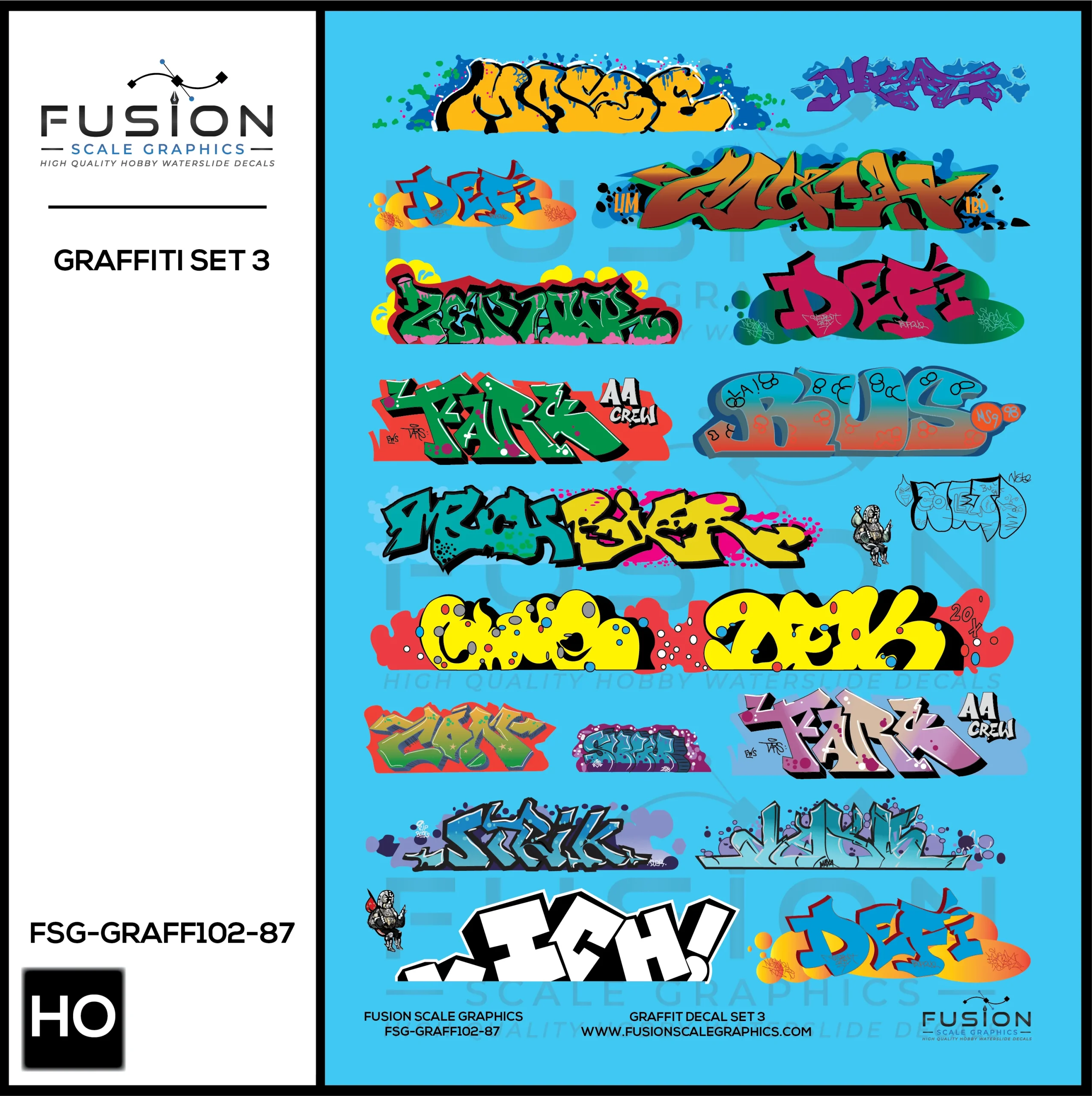 HO Scale Graffiti Decal Set 3 - Fusion Scale Graphics