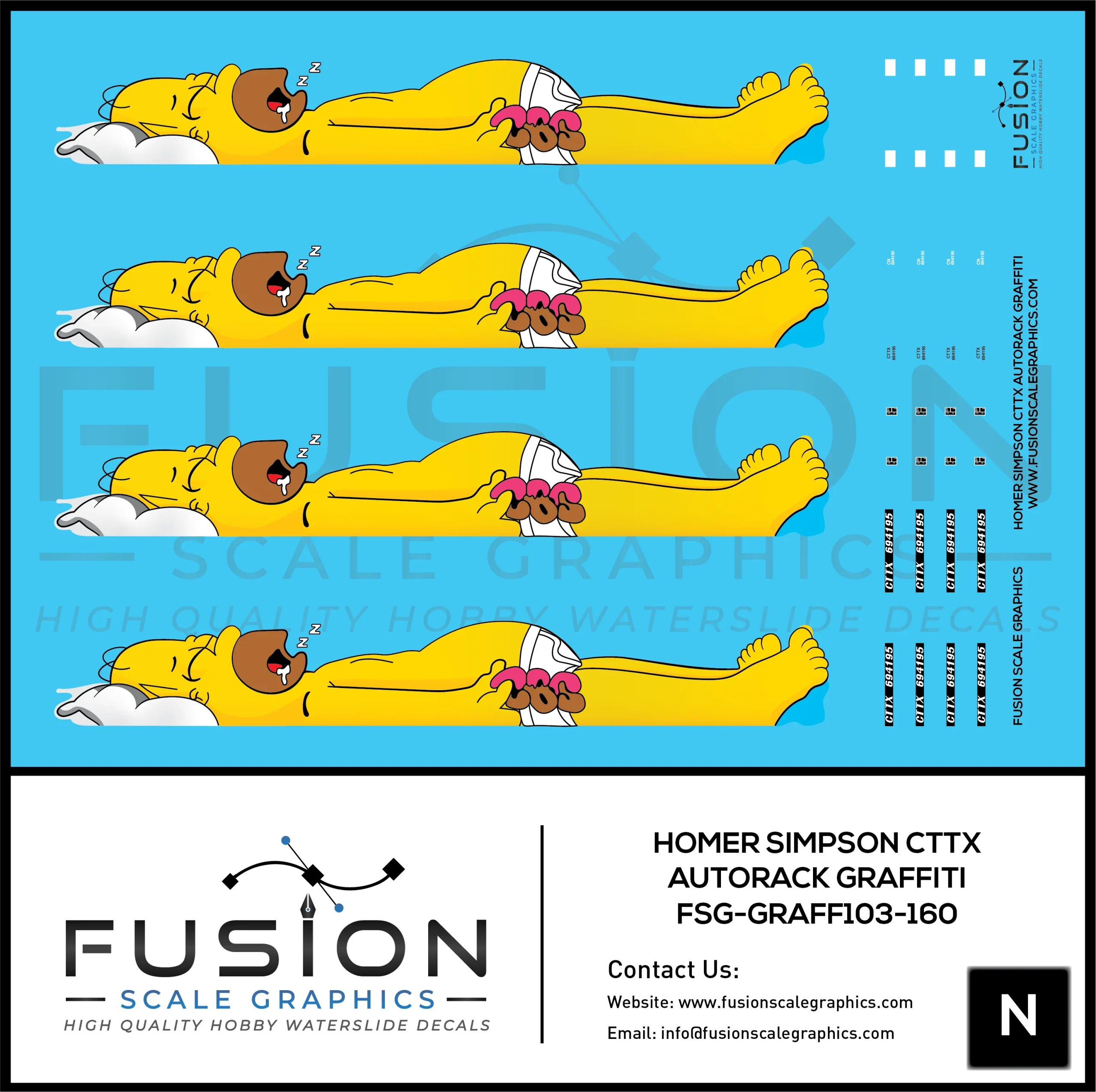 N Scale CTTX Autorack Graffiti Decal Set - Fusion Scale Graphics