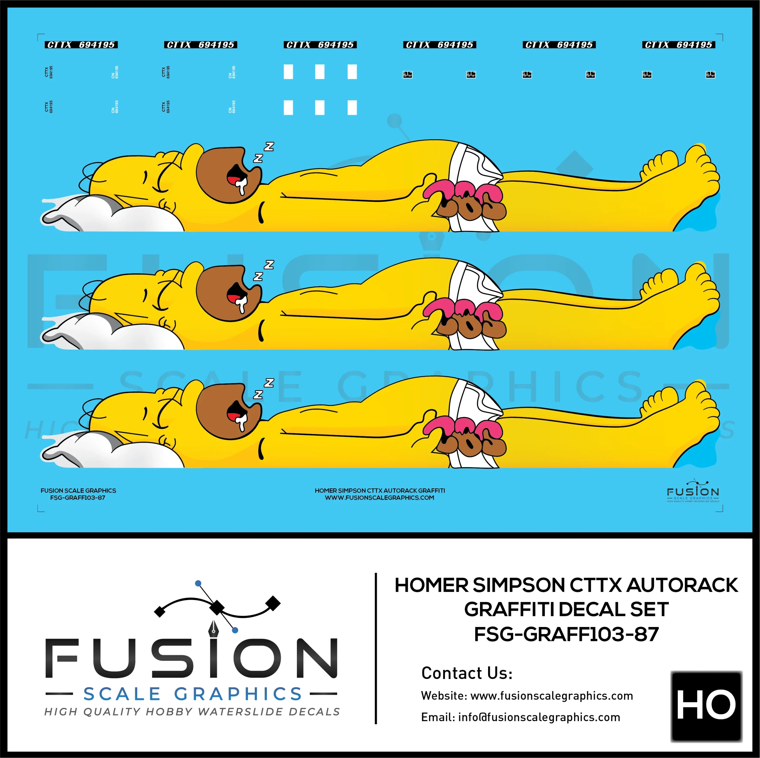 HO Scale CTTX Autorack Graffiti Decal Set - Fusion Scale Graphics