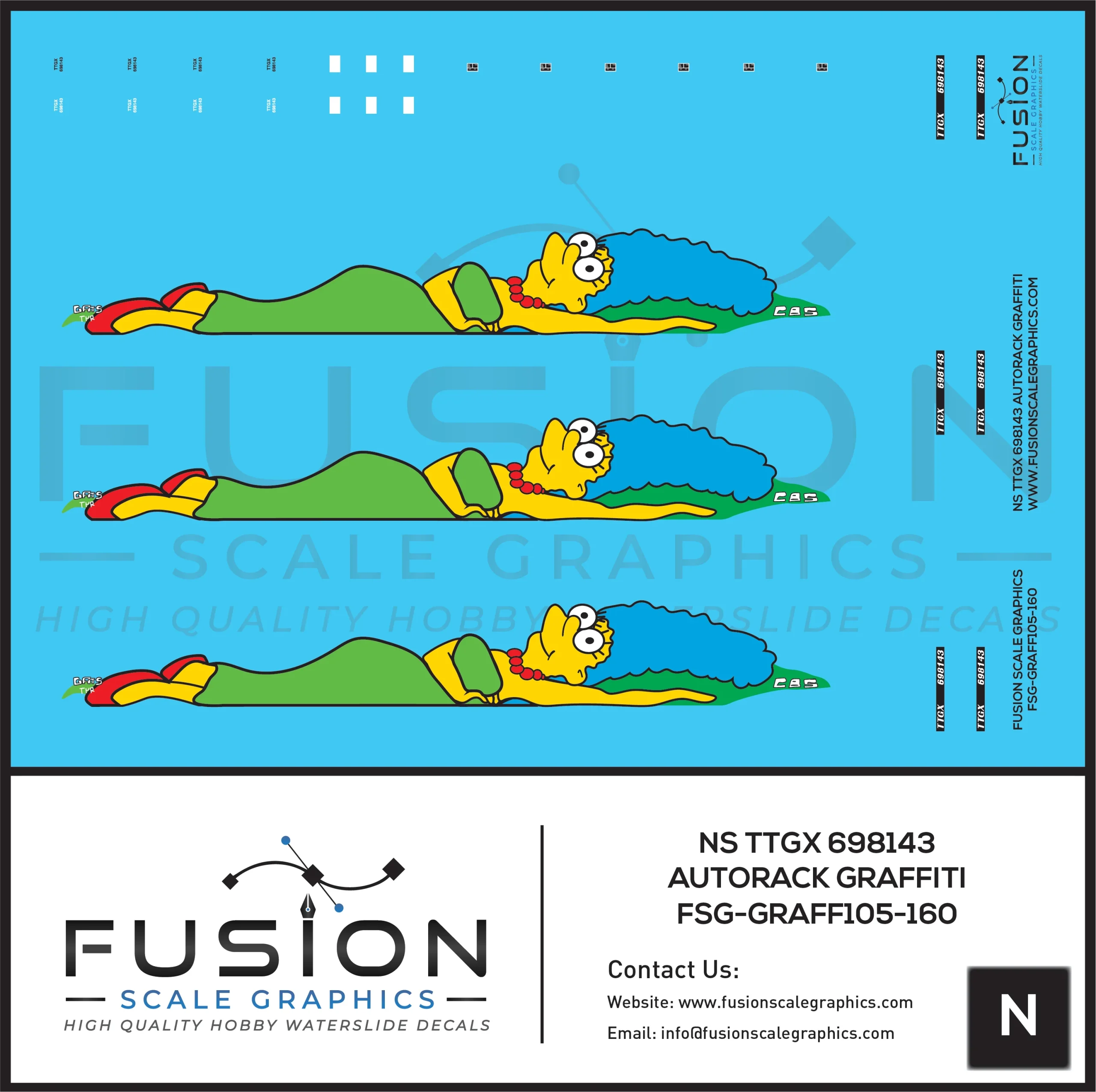 N Scale Marge TTGX NS 698143 Autorack Graffiti Decal Set - Fusion Scale Graphics