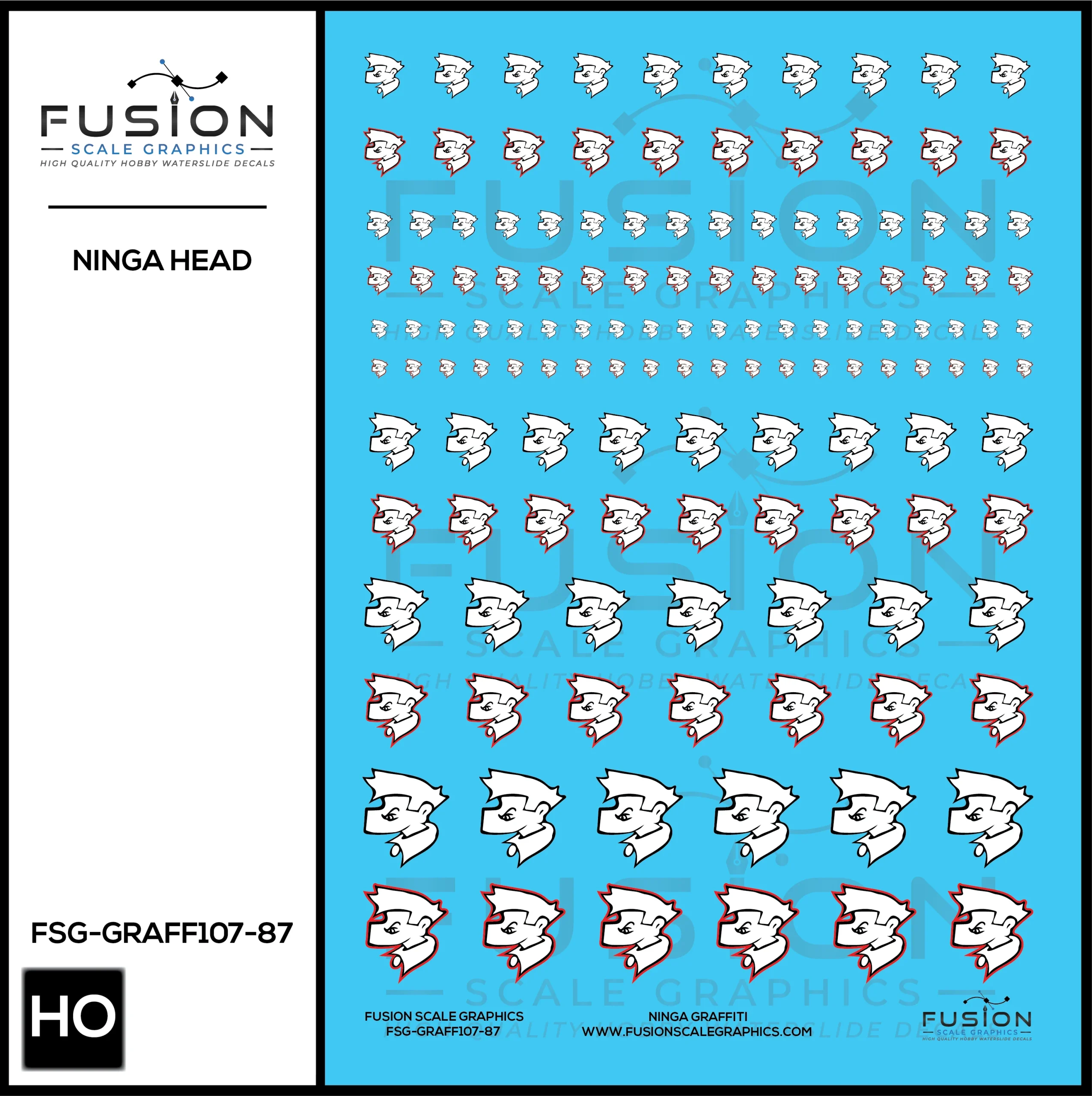 HO Scale Ninja Head Graffiti Decal Set - Fusion Scale Graphics