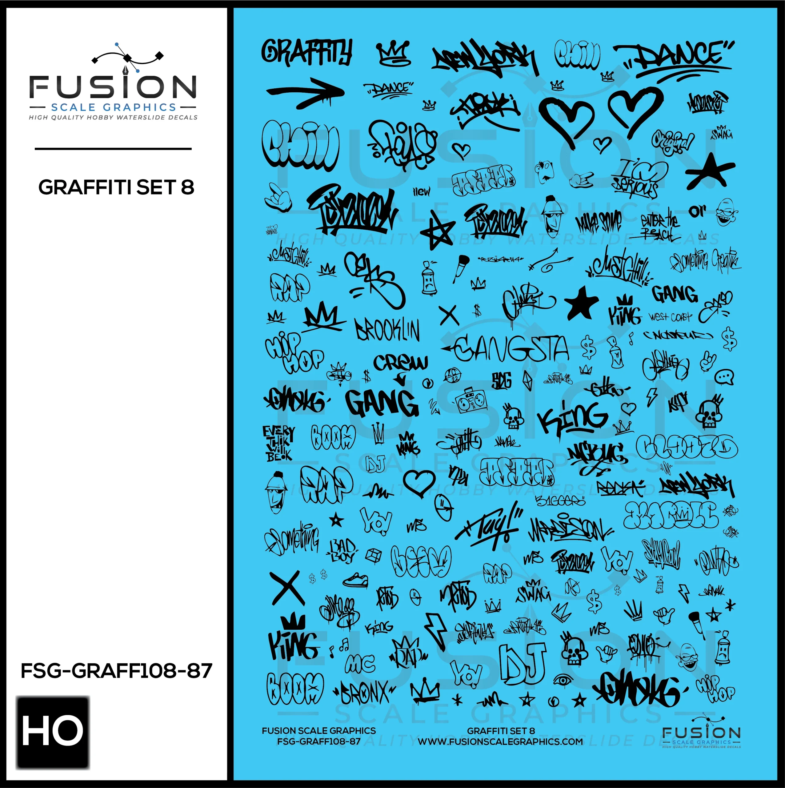 HO Scale Graffiti Decal Set 8 - Fusion Scale Graphics