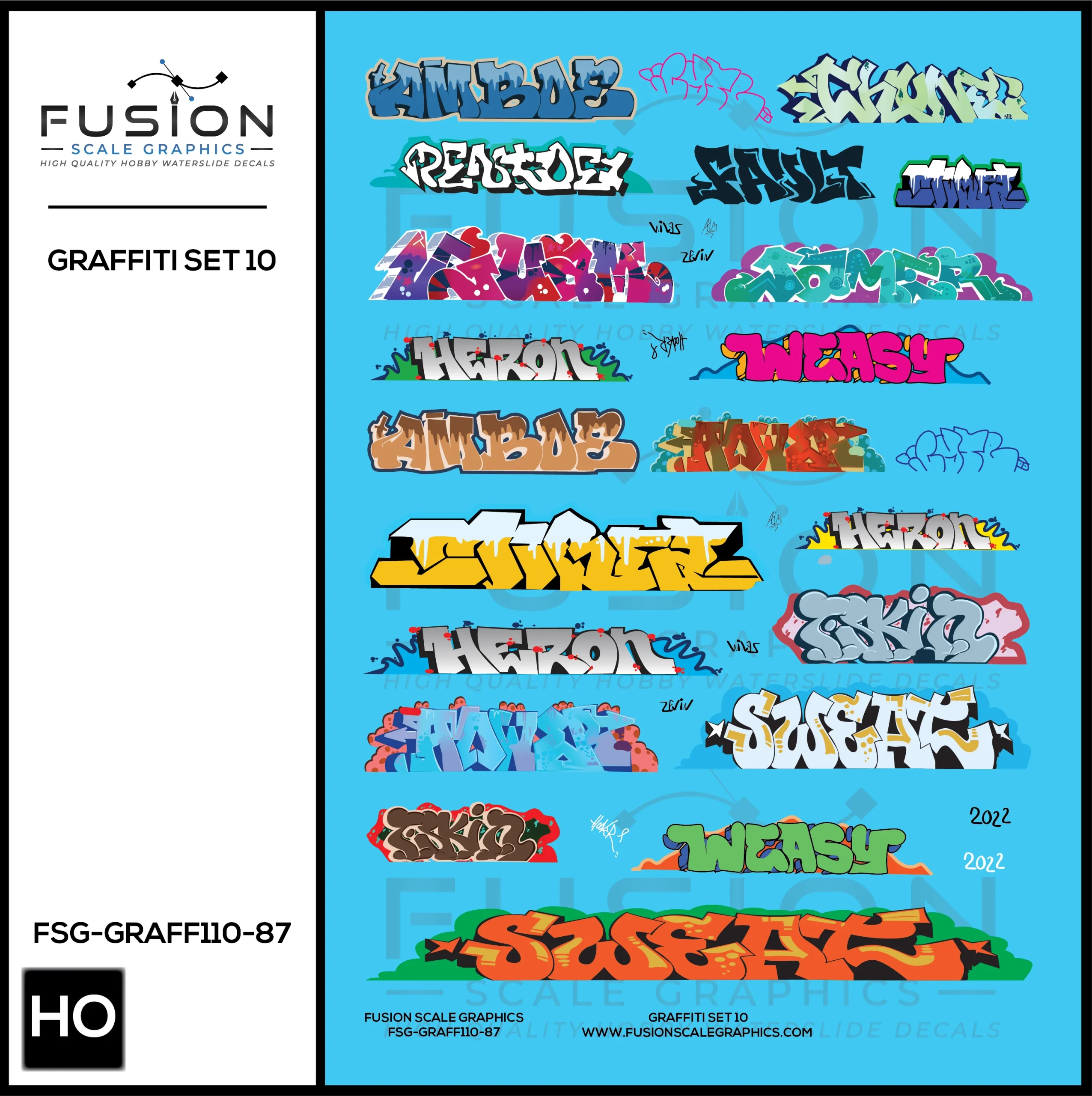HO Scale Graffiti Decal Set 10 - Fusion Scale Graphics