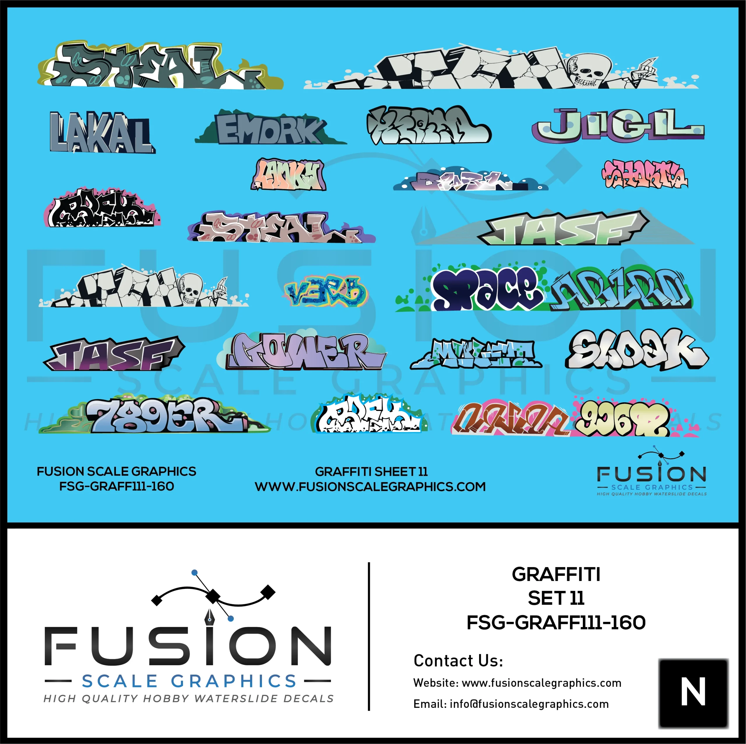 N Scale Graffiti Decal Set 11 - Fusion Scale Graphics