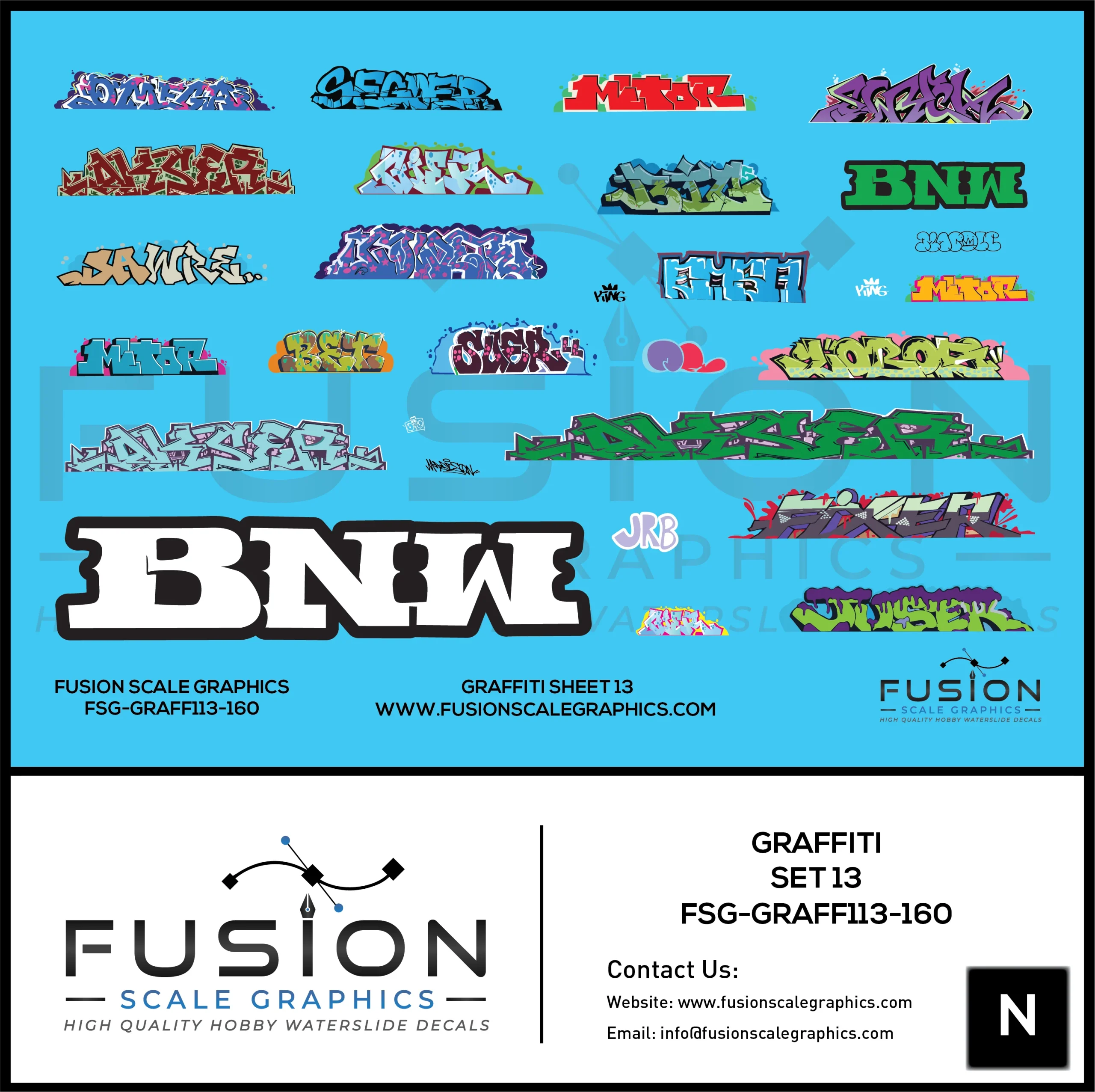 N Scale Graffiti Decal Set 13 - Fusion Scale Graphics