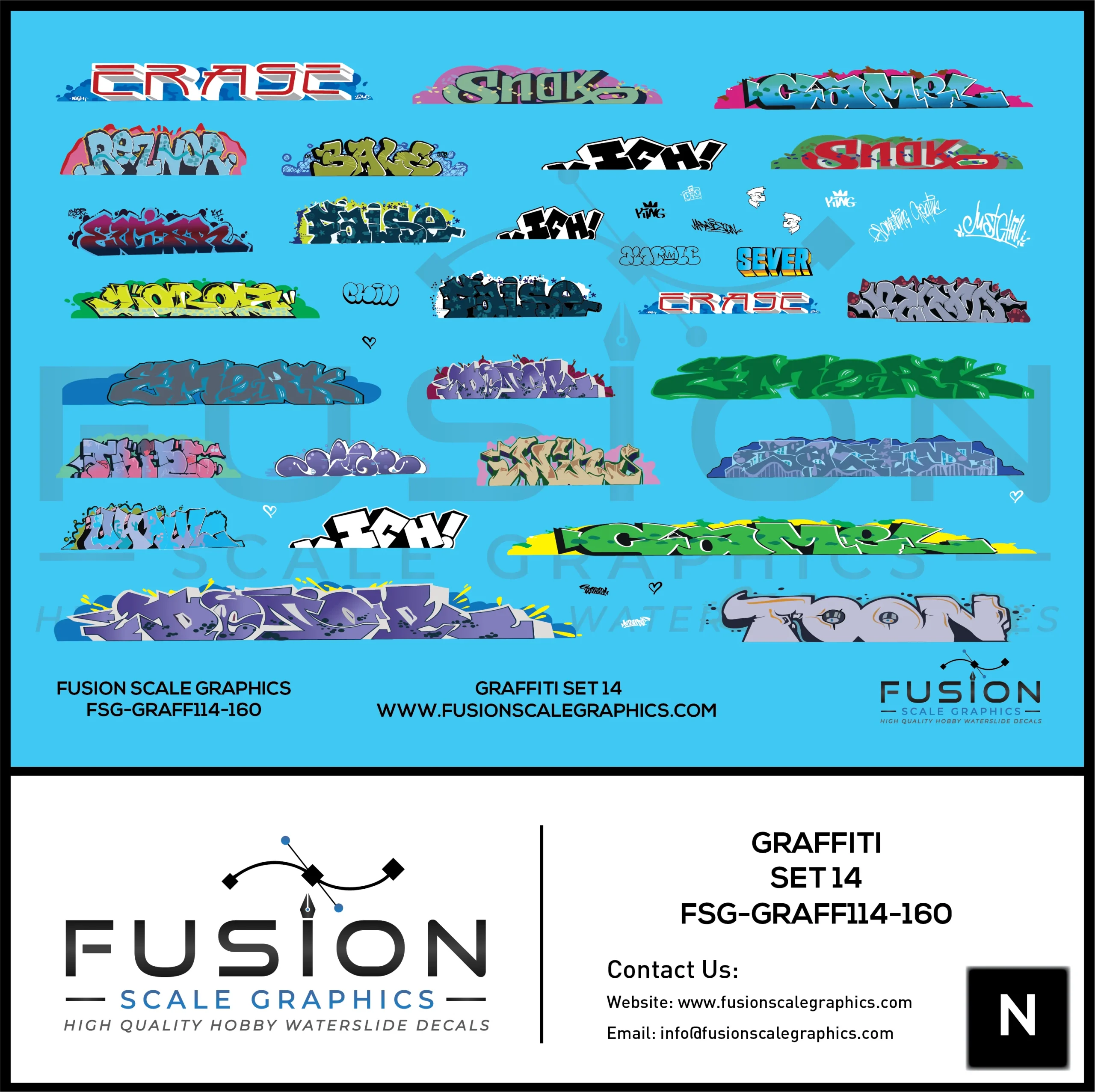 N Scale Graffiti Decal Set 14 - Fusion Scale Graphics