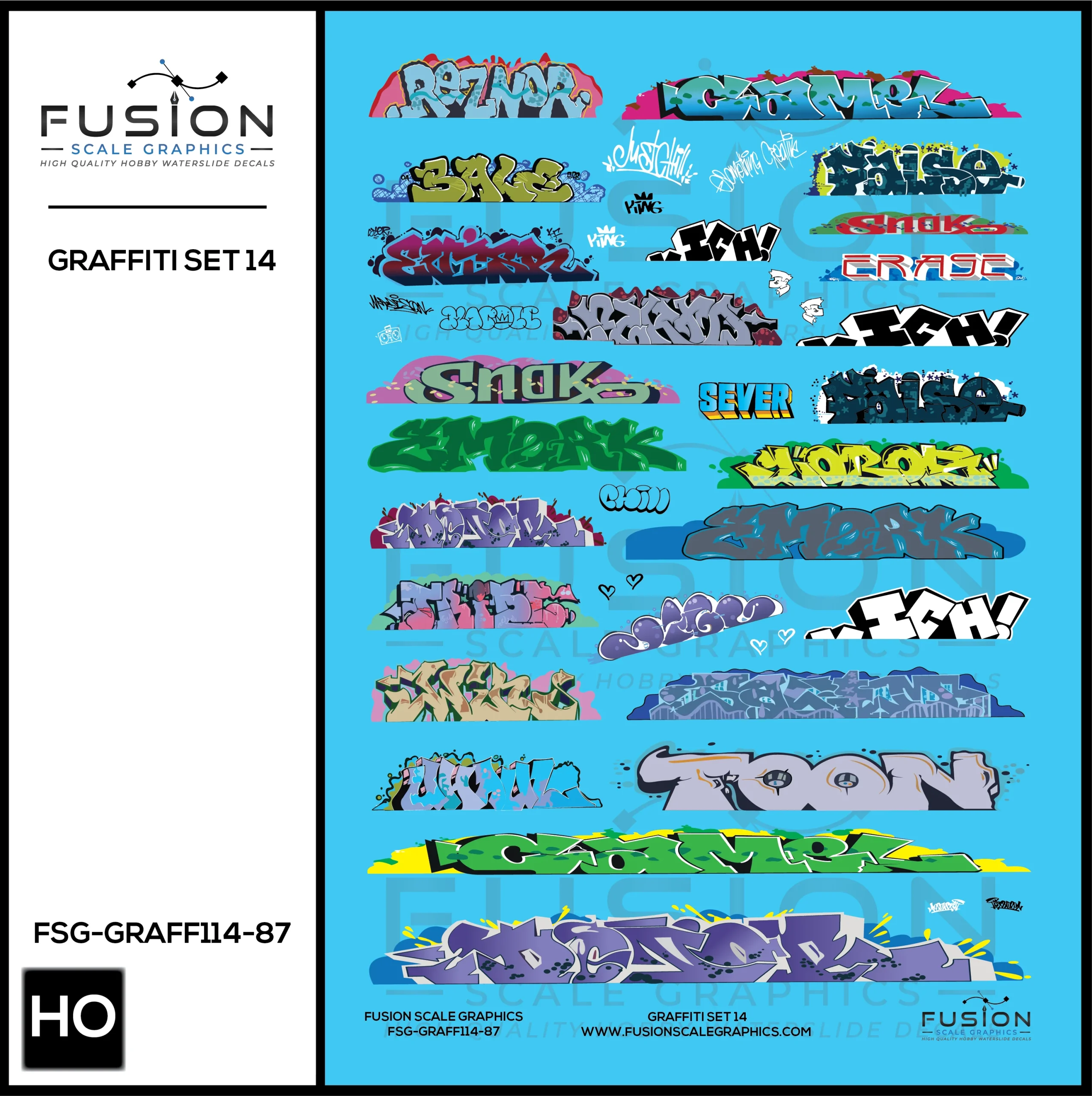 HO Scale Graffiti Decal Set 14 - Fusion Scale Graphics