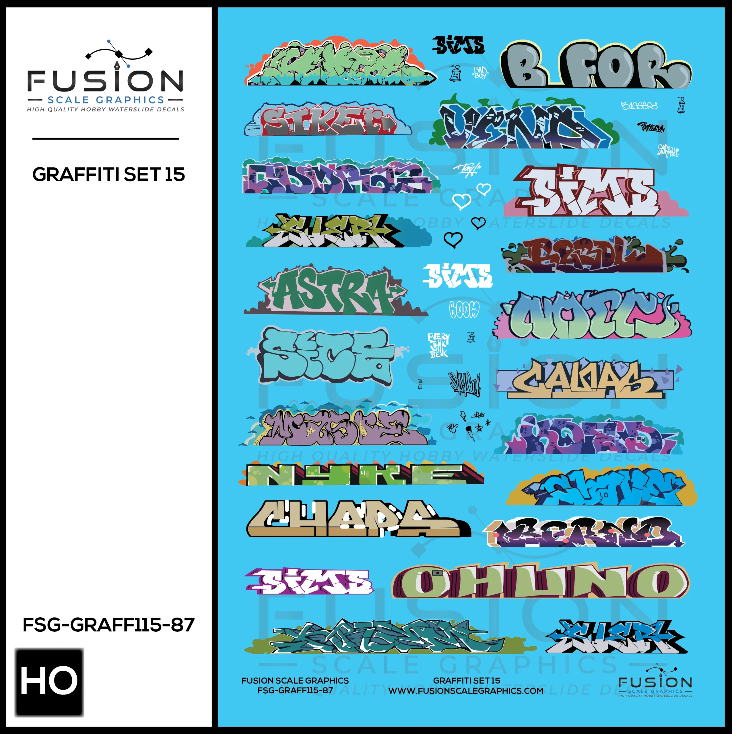 HO Scale Graffiti Decal Set 15 - Fusion Scale Graphics