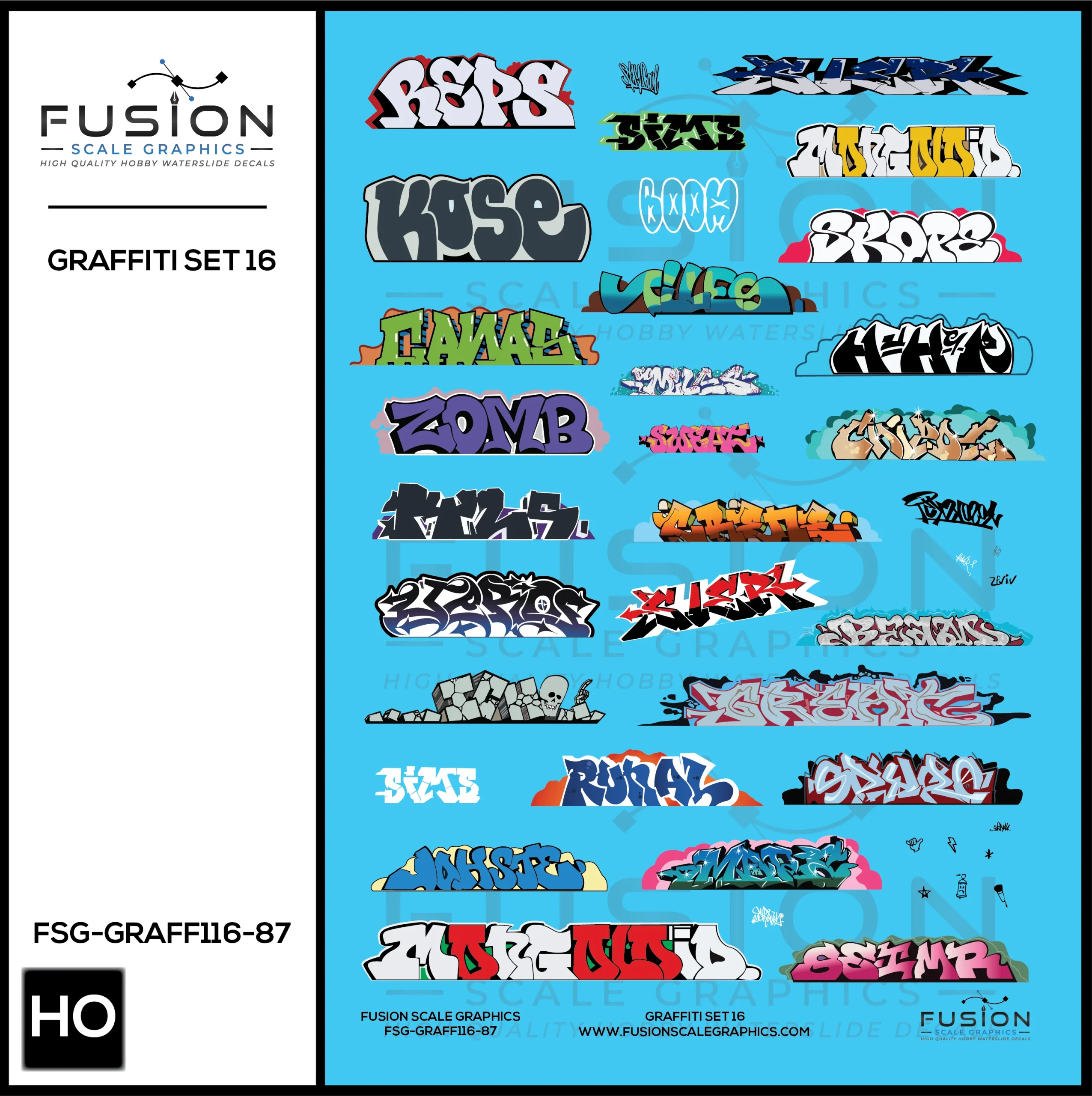 HO Scale Graffiti Decal Set 16 - Fusion Scale Graphics