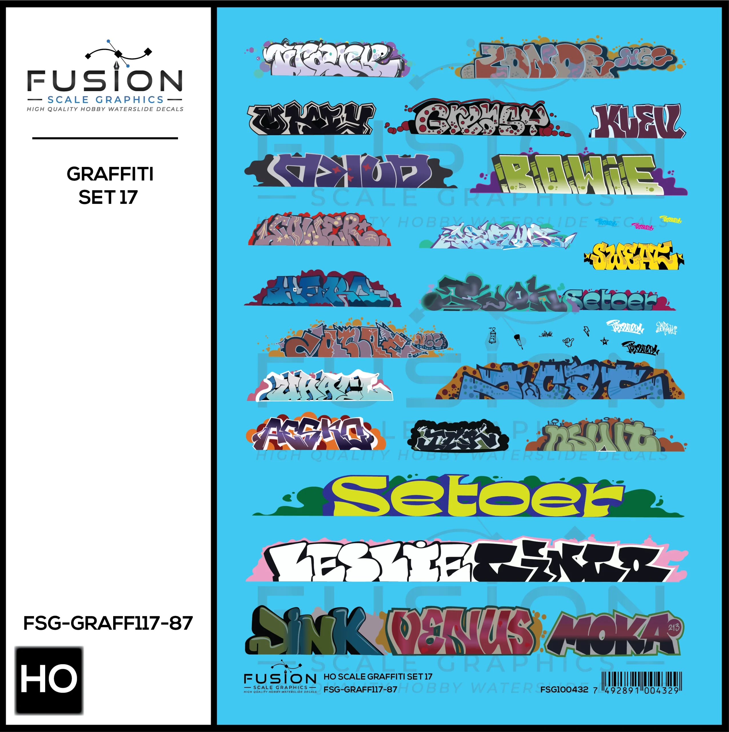HO Scale Graffiti Decal Set 17 - Fusion Scale Graphics