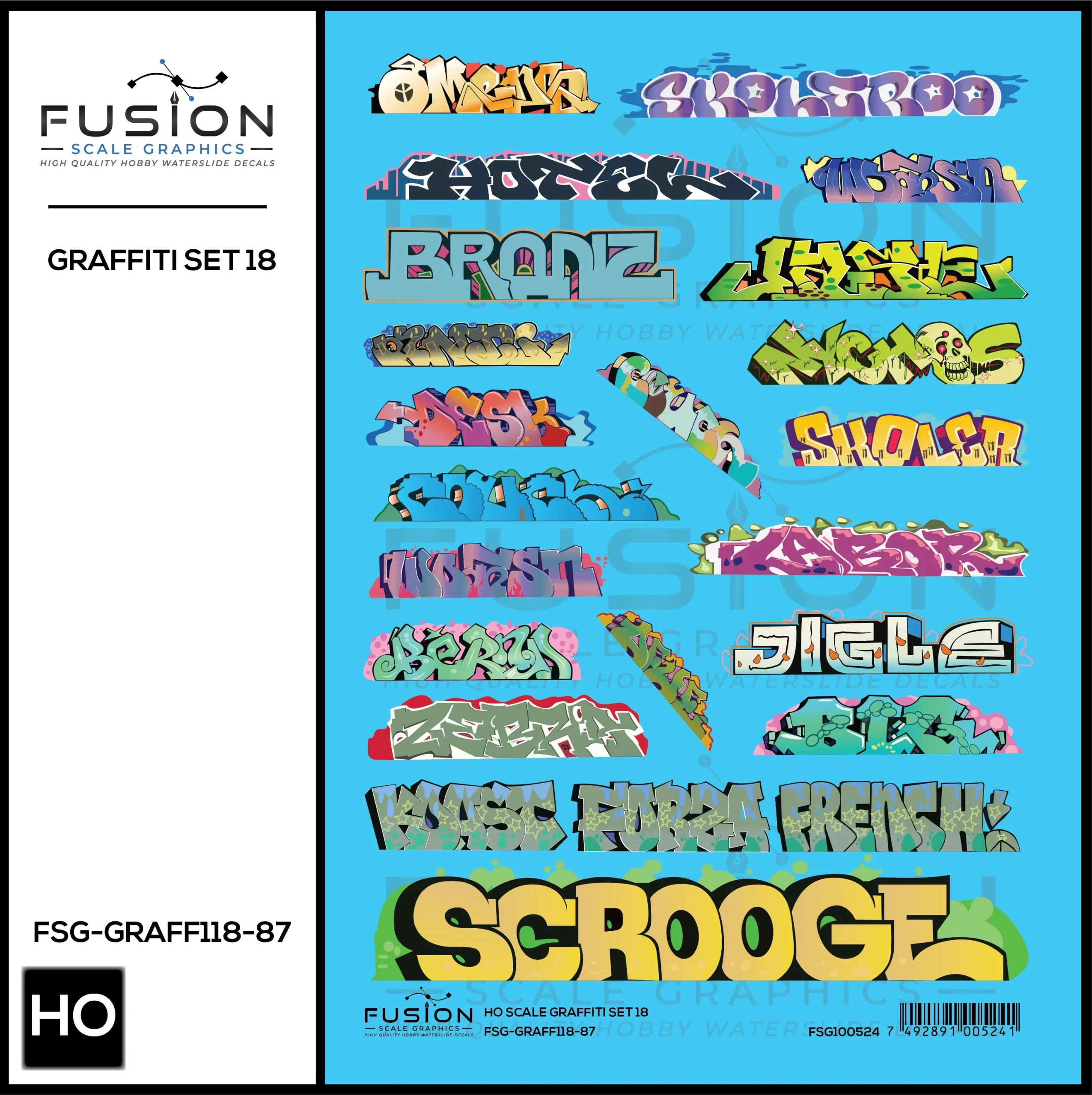 HO Scale Graffiti Decal Set 18 - Fusion Scale Graphics